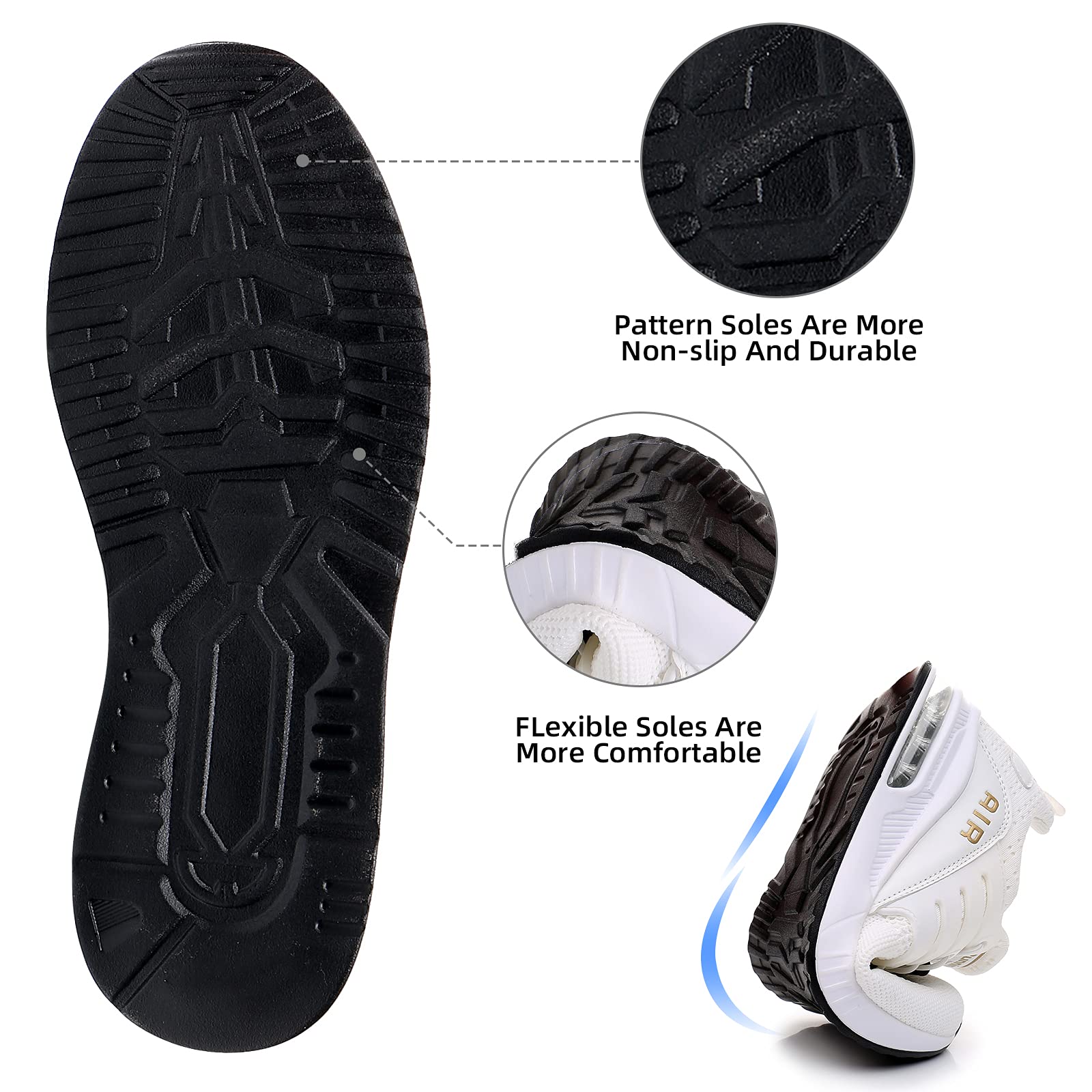 BOGOVER Women's Lightweight Air Running Shoes - Breathable Gym Jogging Tennis Sneakers with Air Cushion Technology, Slip-On No Tie Design for Comfortable Workouts, Walking & Casual Wear