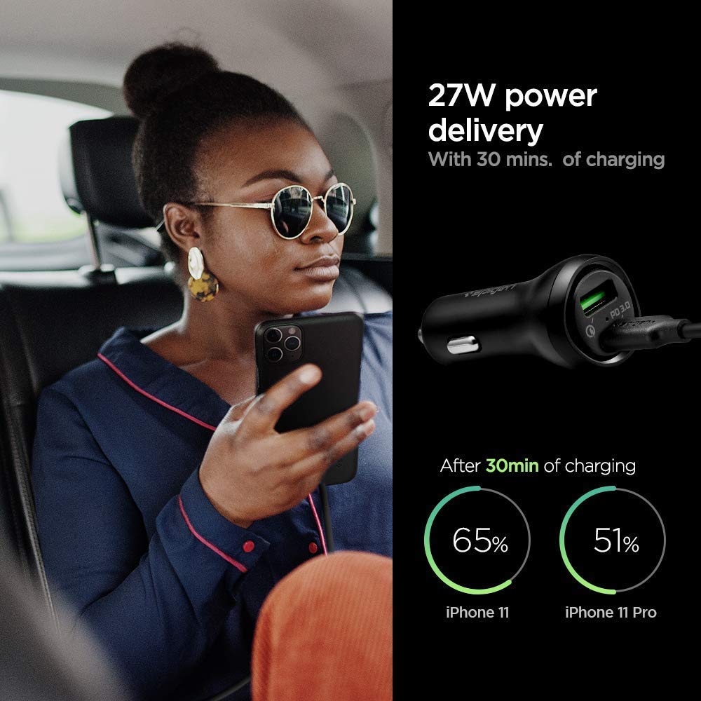 45W USB C Car Charger with USB C to C Cable - Fast Charging for iPhone 15/14/13, Samsung Galaxy, iPad - Perfect for Road Trips & Commuting
