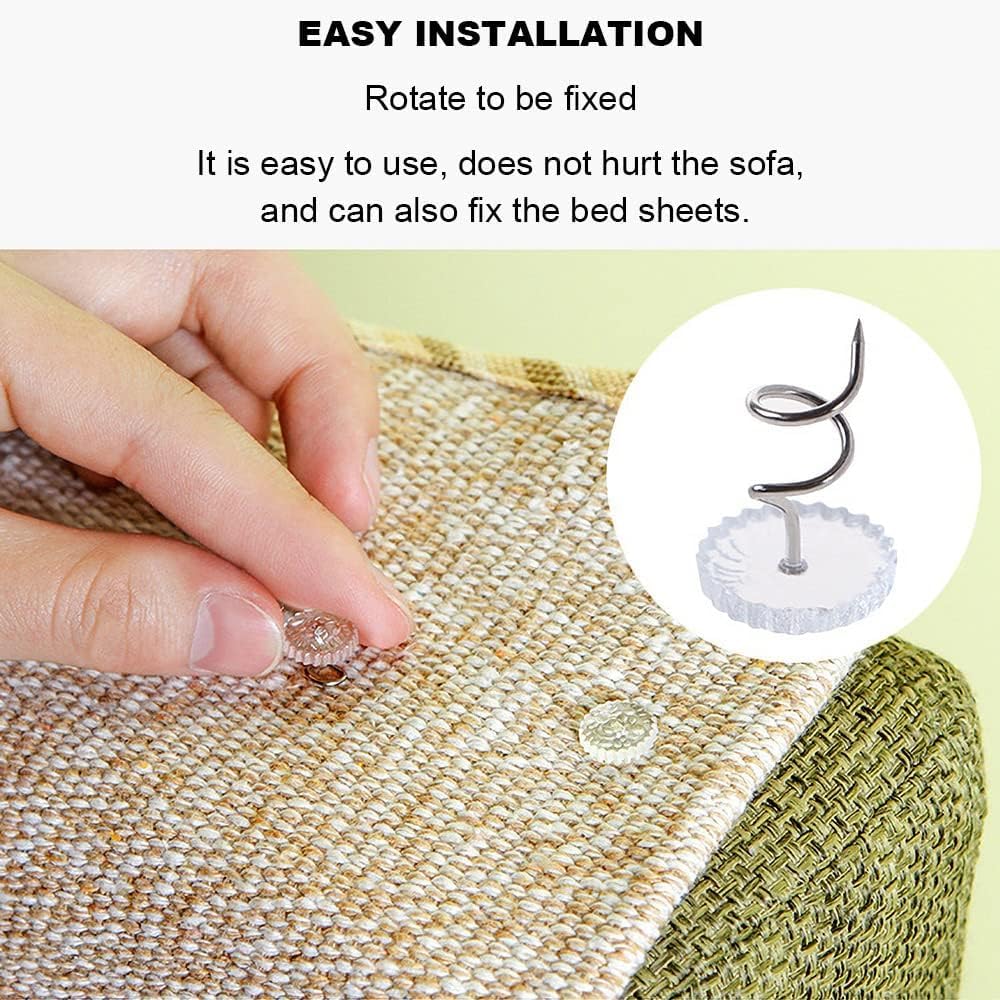 30PCS Twist Spiral Pins - Non-Slip Couch Sofa Bed Slipcover Clips, Cat Scratch Pad & Quilt Fixers - Secure Bed Sheets, Cushions & Furniture Covers - Perfect for Home, Office & Pet Use