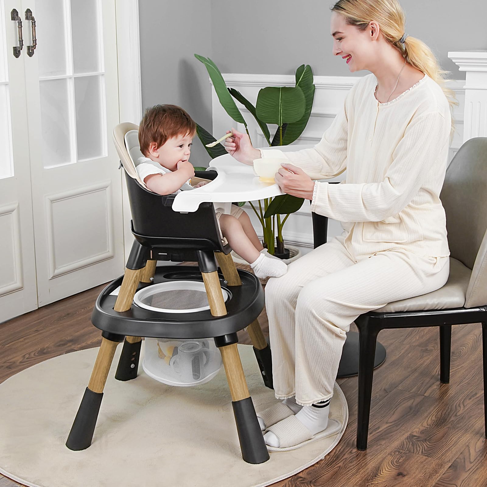 **15-in-1 Convertible Baby High Chair for Toddlers 6-72 Months | Easy Clean Adjustable Feeding Chair | Safe & Comfortable for Home & Restaurant Use (Black)**