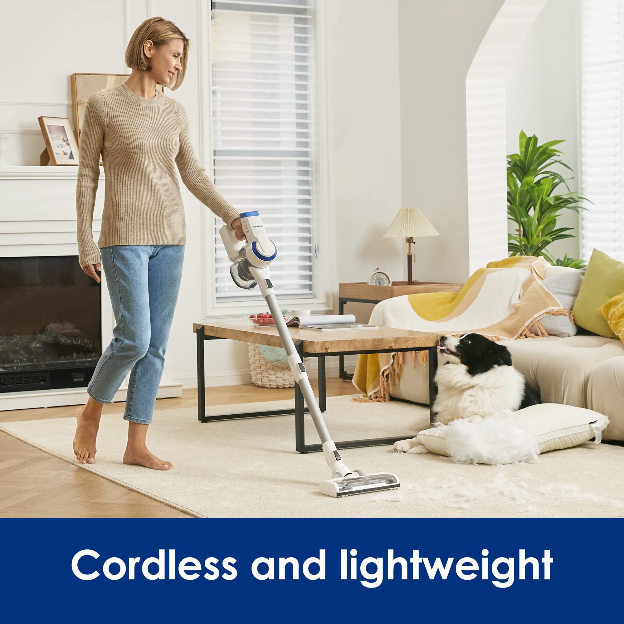 Tineco A10 Essentials Cordless Stick Vacuum Cleaner - Lightweight, Quiet & Powerful with LED Headlights | Handheld Vacuum for Hard Floors & Carpets | Includes Attachments & Wall-Mounted Dock | Perfect for Home Cleaning, Pet Hair Removal & Quick Pickups