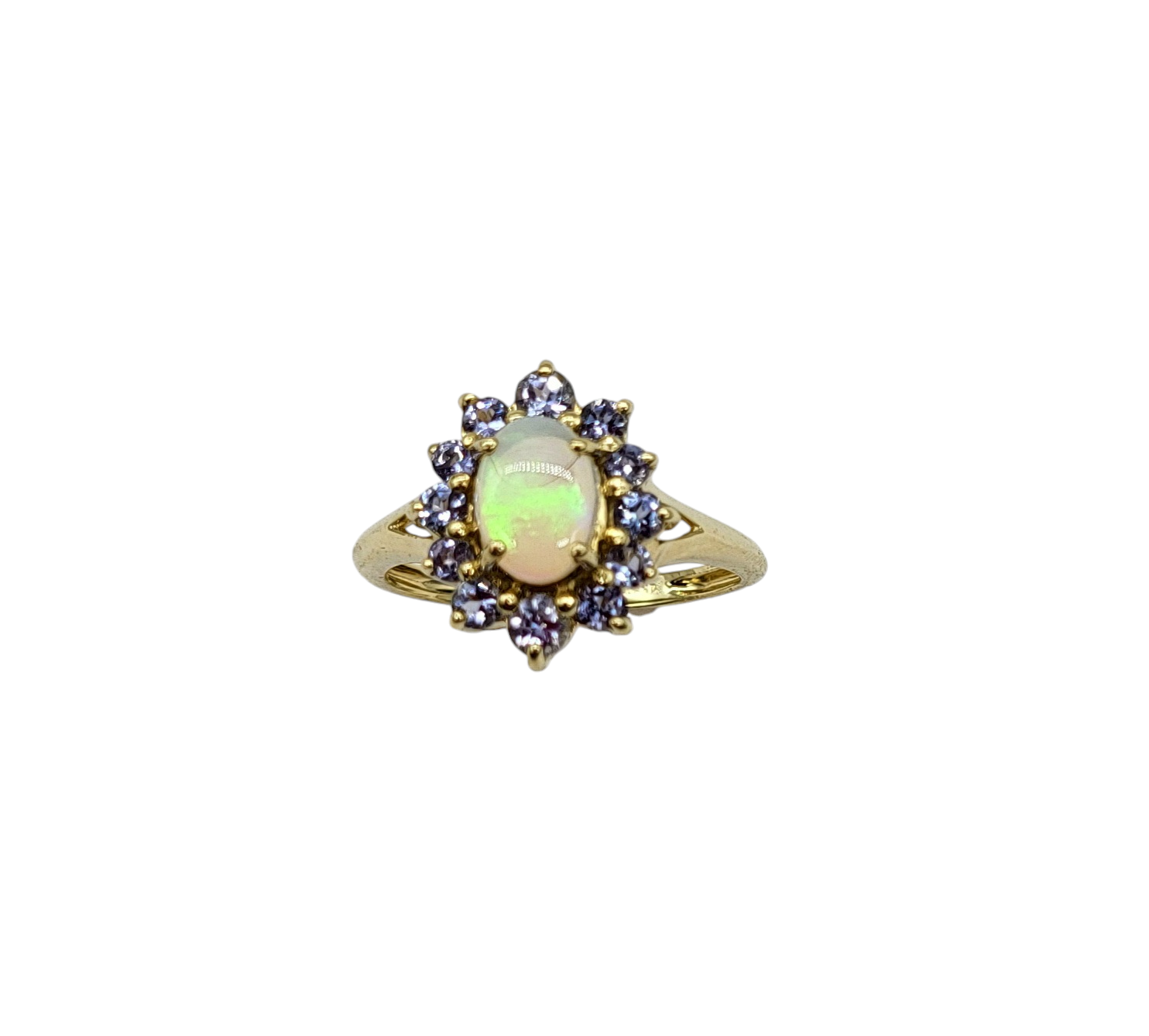 Exquisite Opal and Tanzanite Halo Ring - 925 Sterling Silver Vintage Engagement Ring for Women | Perfect for Wedding, Anniversary & Special Occasion Gifts