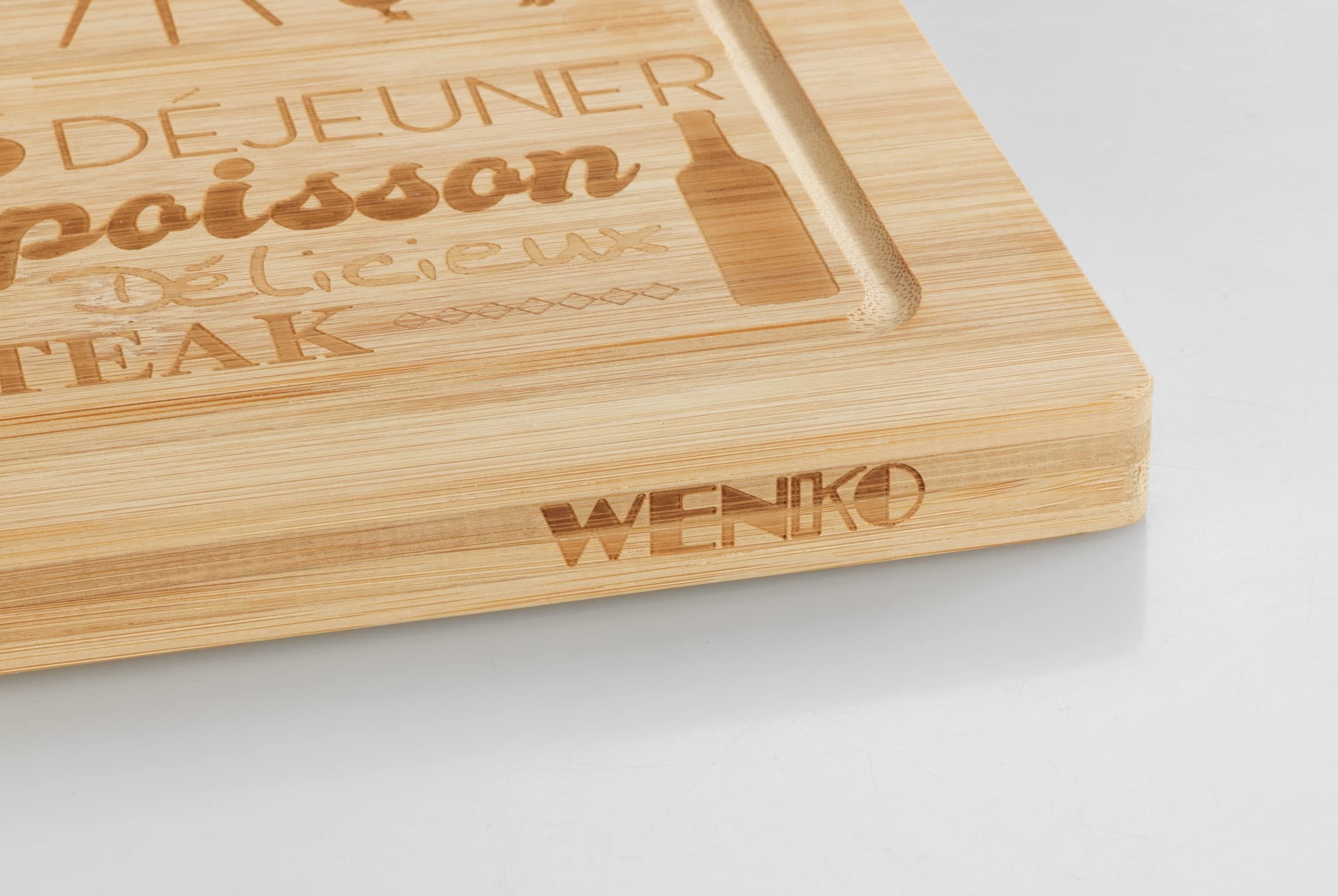 Premium WENKO Wooden Steak Cutting Board with Juice Groove - Large Kitchen Chopping Block for Meat, Vegetables & Fruits | Non-Slip, Easy to Clean | Perfect for Grilling, BBQ & Food Prep