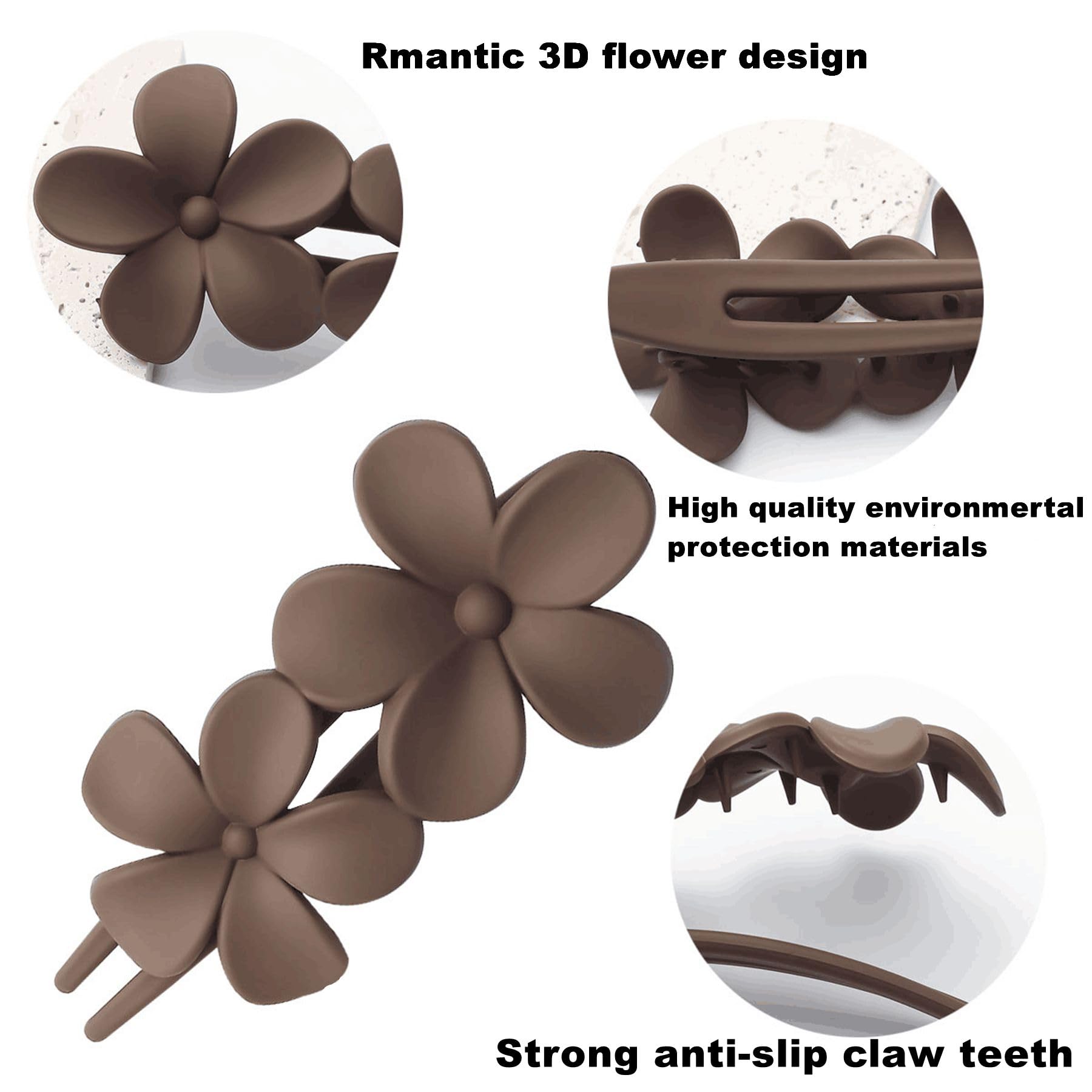 8 Pcs Matte Flat Frangipani Hair Claw Clips - Strong Hold Jaw Clips for Women & Girls with Thin, Thick, Curly or Straight Hair - Tropical Beach Party Hair Accessories - Perfect for Summer, Weddings, Vacations & Everyday Styling
