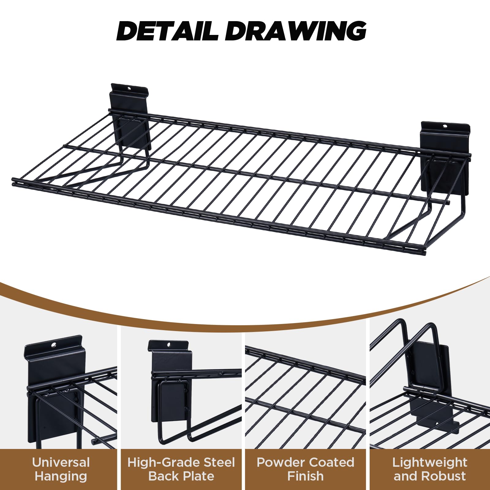 Heavy Duty 24-Inch Slatwall Shelves 2 Pack - Durable Garage Storage Shelving System for Organizing Tools, Sports Gear & Home Supplies - Slatwall Accessories & Wire Shelves for Retail, Garage & Workshop Use