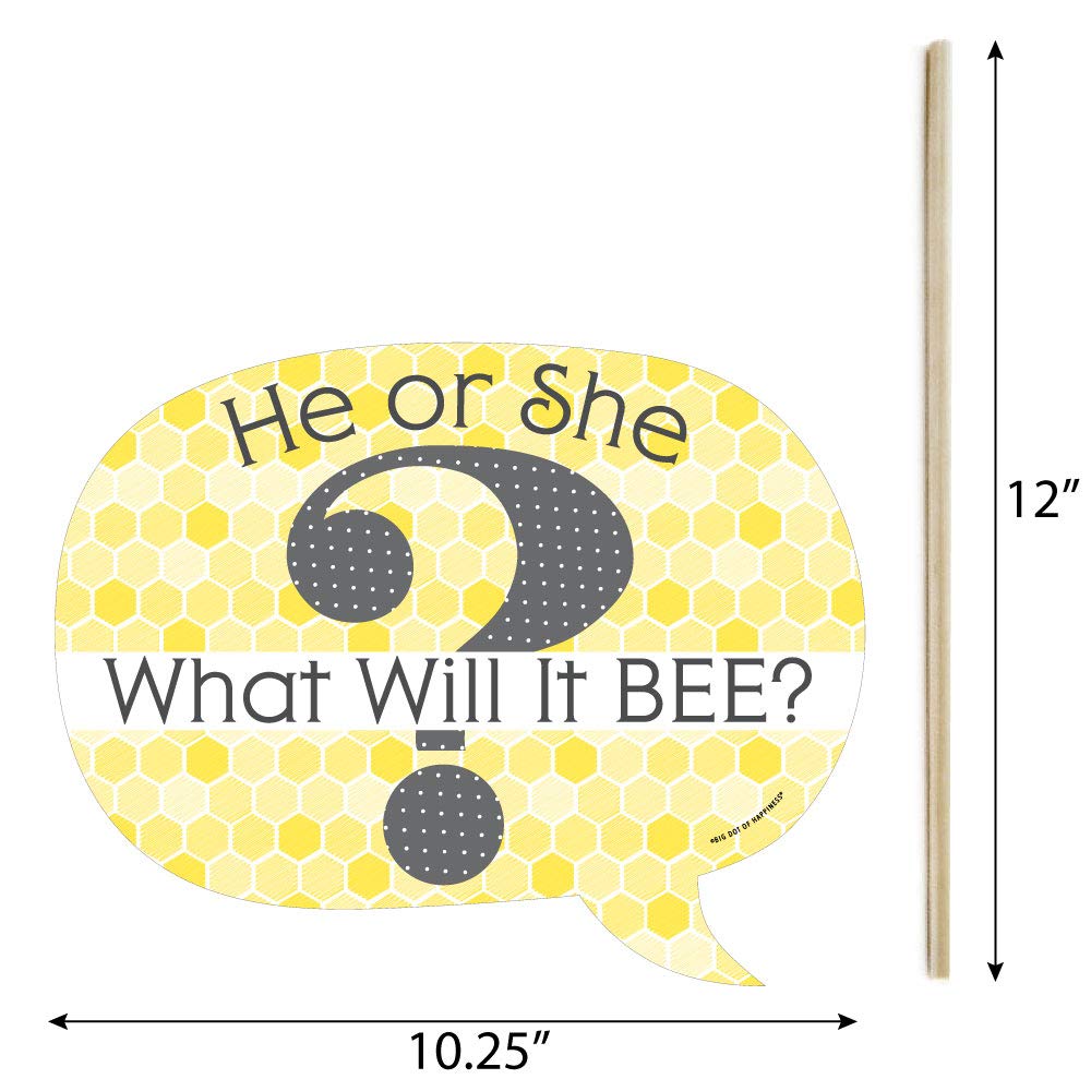 Big Dot of Happiness Gender Reveal Party Set - Funny 'What Will It Bee' Decorations with Photo Booth Props for Baby Shower (10-Piece Kit) - Perfect for Gender Reveal Celebrations, Baby Showers & Nursery Decor