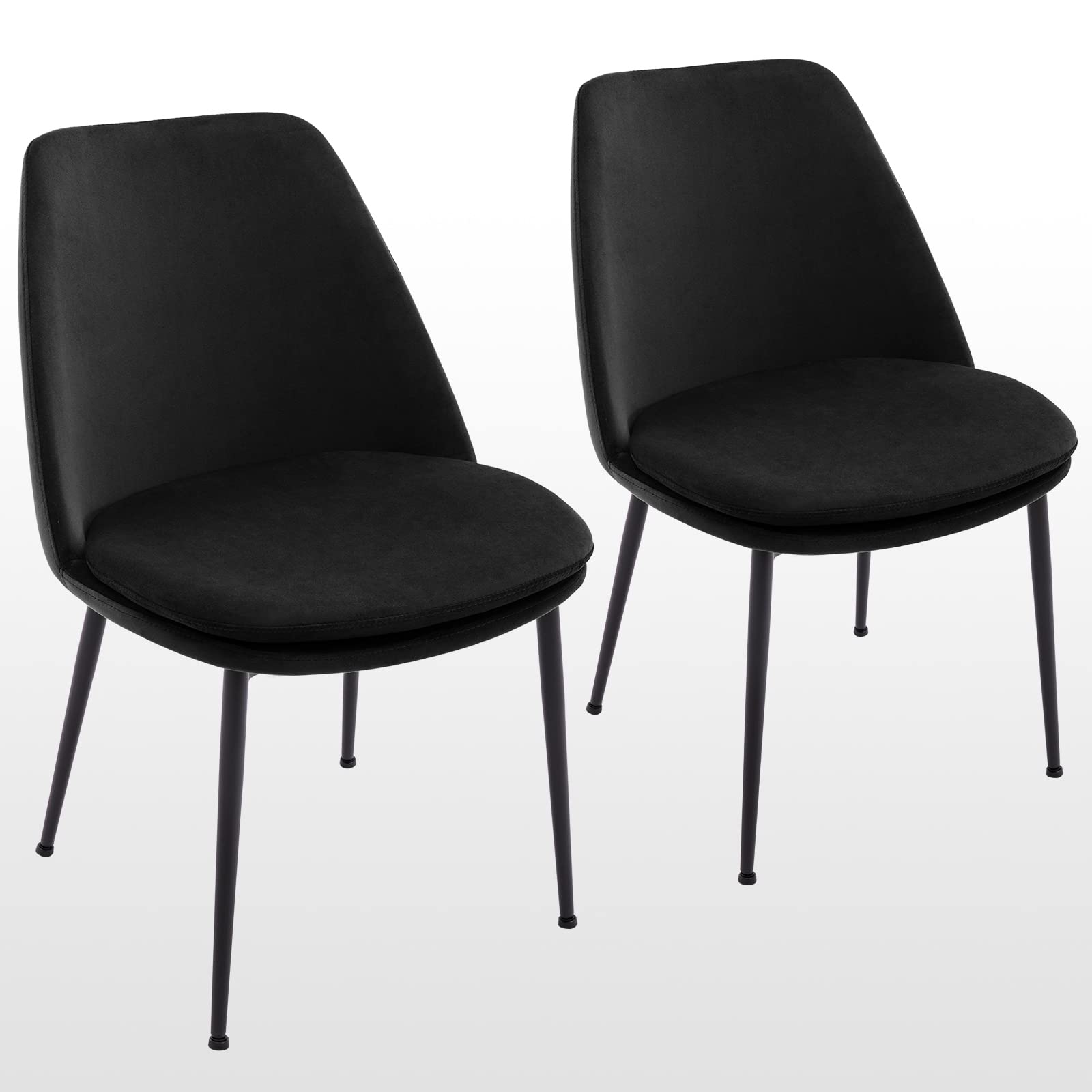 Modern Velvet Accent Chairs Set of 2 - Mid-Back Armless Dining & Lounge Chairs with Detachable Cushions & Metal Legs - Elegant Upholstered Side Chairs for Living Room, Bedroom & Office Workspace