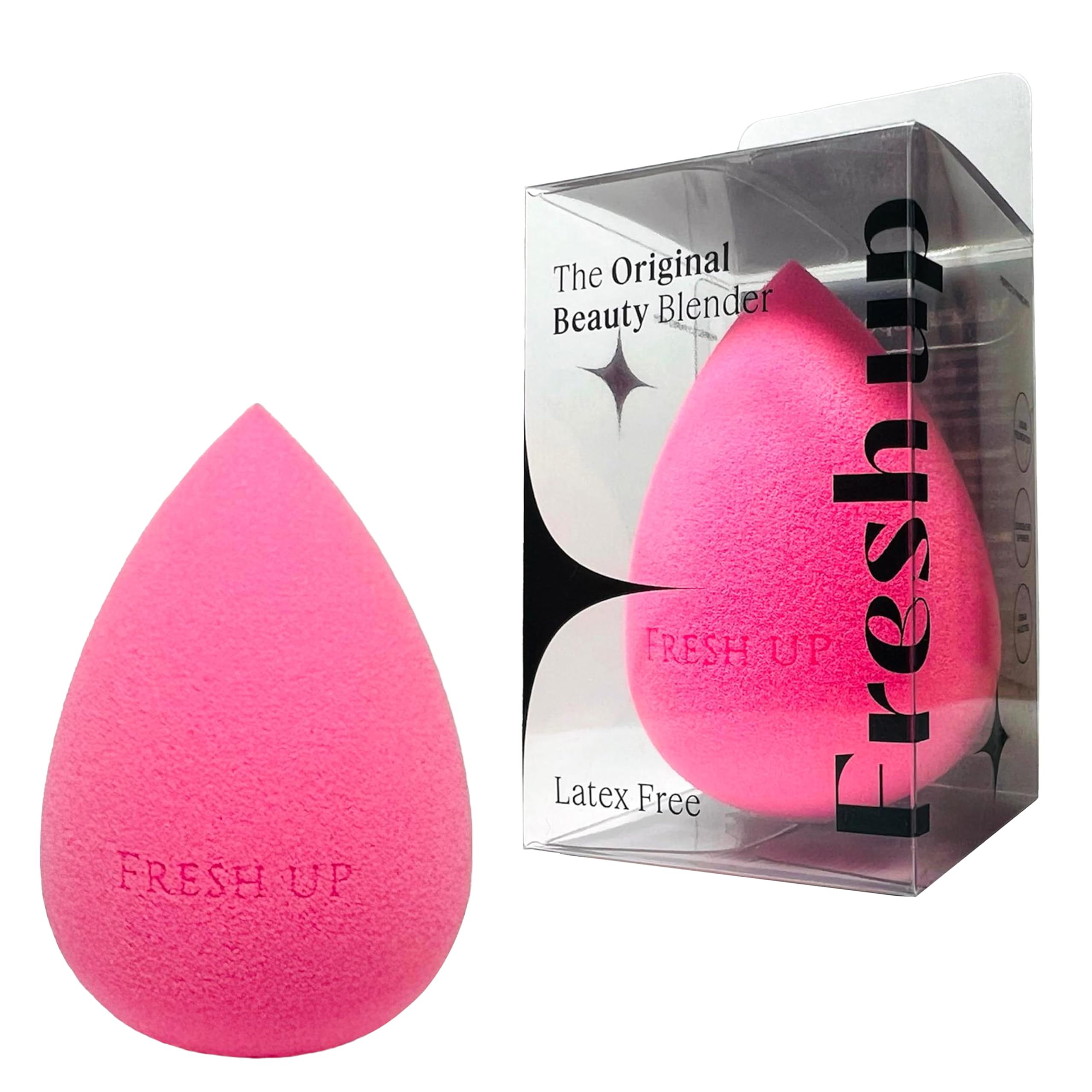 Fresh up™ Original Pink Beauty Blender - Super Soft Makeup Sponge for Foundation, Powder & Blush Cream - Reusable, Washable, Streak-Free Application - Vegan & Latex Free (Pack of 1) - Perfect for Daily Makeup & Professional Makeup Artists
