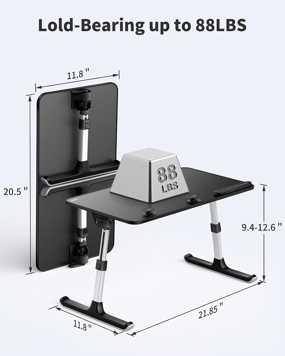 Adjustable Laptop Stand for Bed & Sofa - SAIJI Lightweight Foldable Lap Desk with Height & Angle Control, Portable Bed Tray Table for Adults & Kids - Perfect for Working, Studying, Reading & Watching Movies in Bed or on Couch (Black)