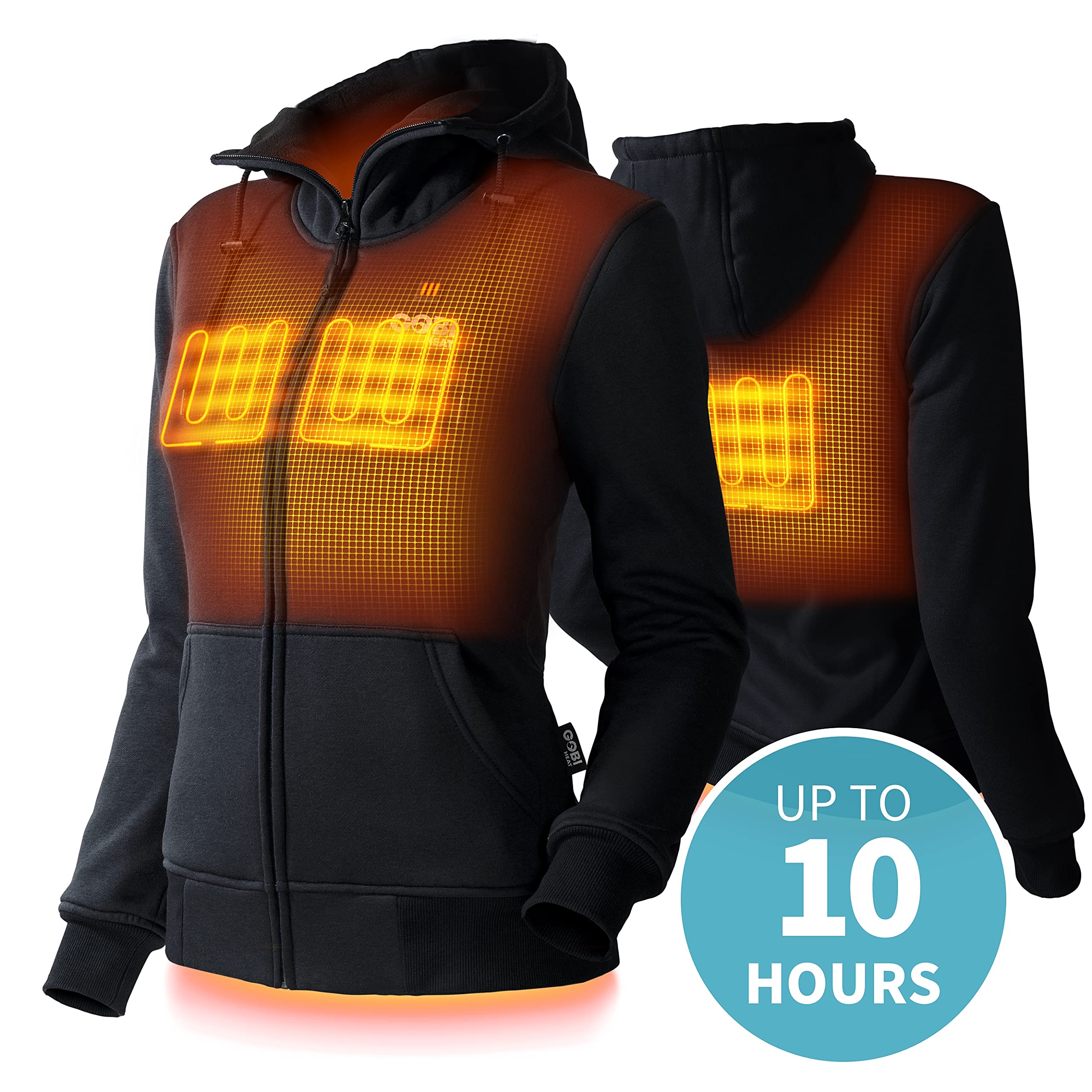 Ridge Women's Heated Hoodie with Battery & Charger - 10 Hours Continuous Heating, Machine Washable - Perfect for Winter Outdoor Activities, Camping, and Cold Weather Commutes