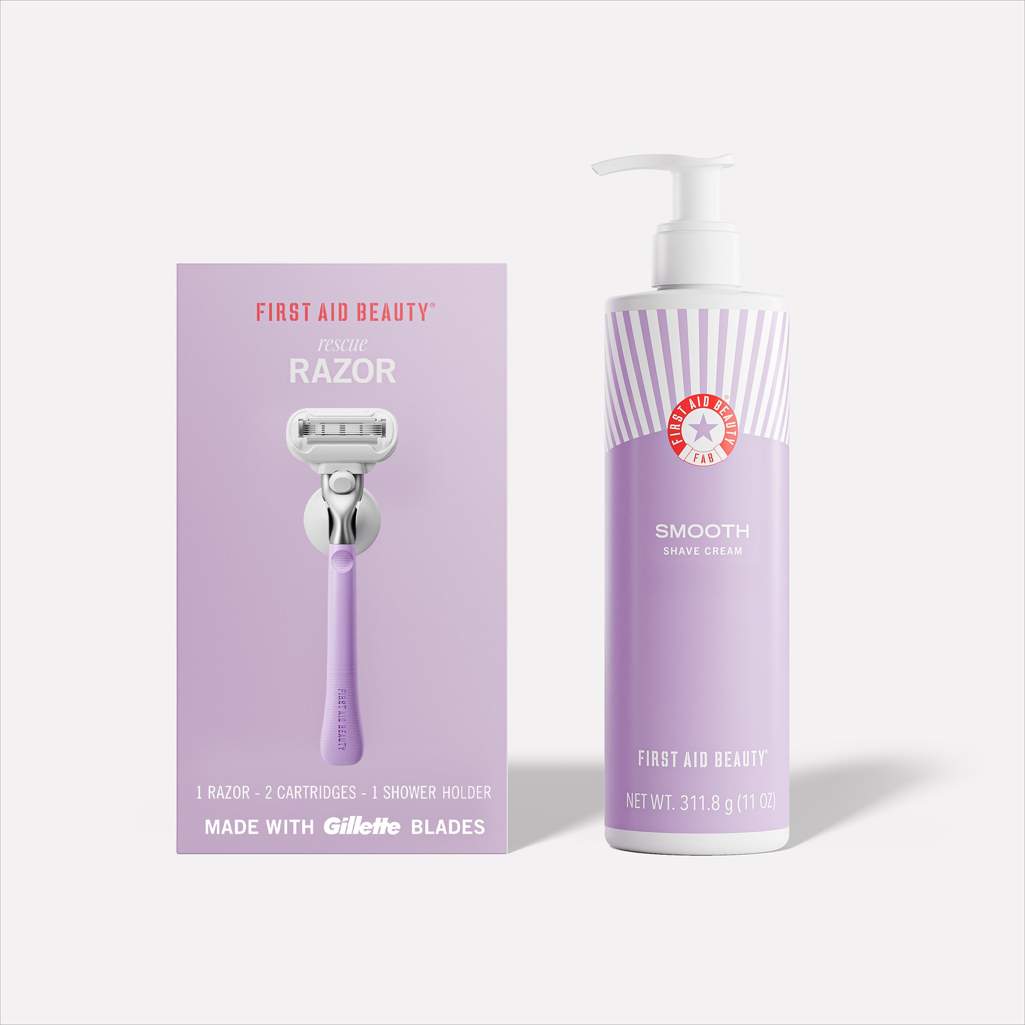 First Aid Beauty Rescue Razor & Shave Cream Duo - Soothing Shaving Kit for Sensitive Skin | Perfect for Travel & Daily Grooming Routine