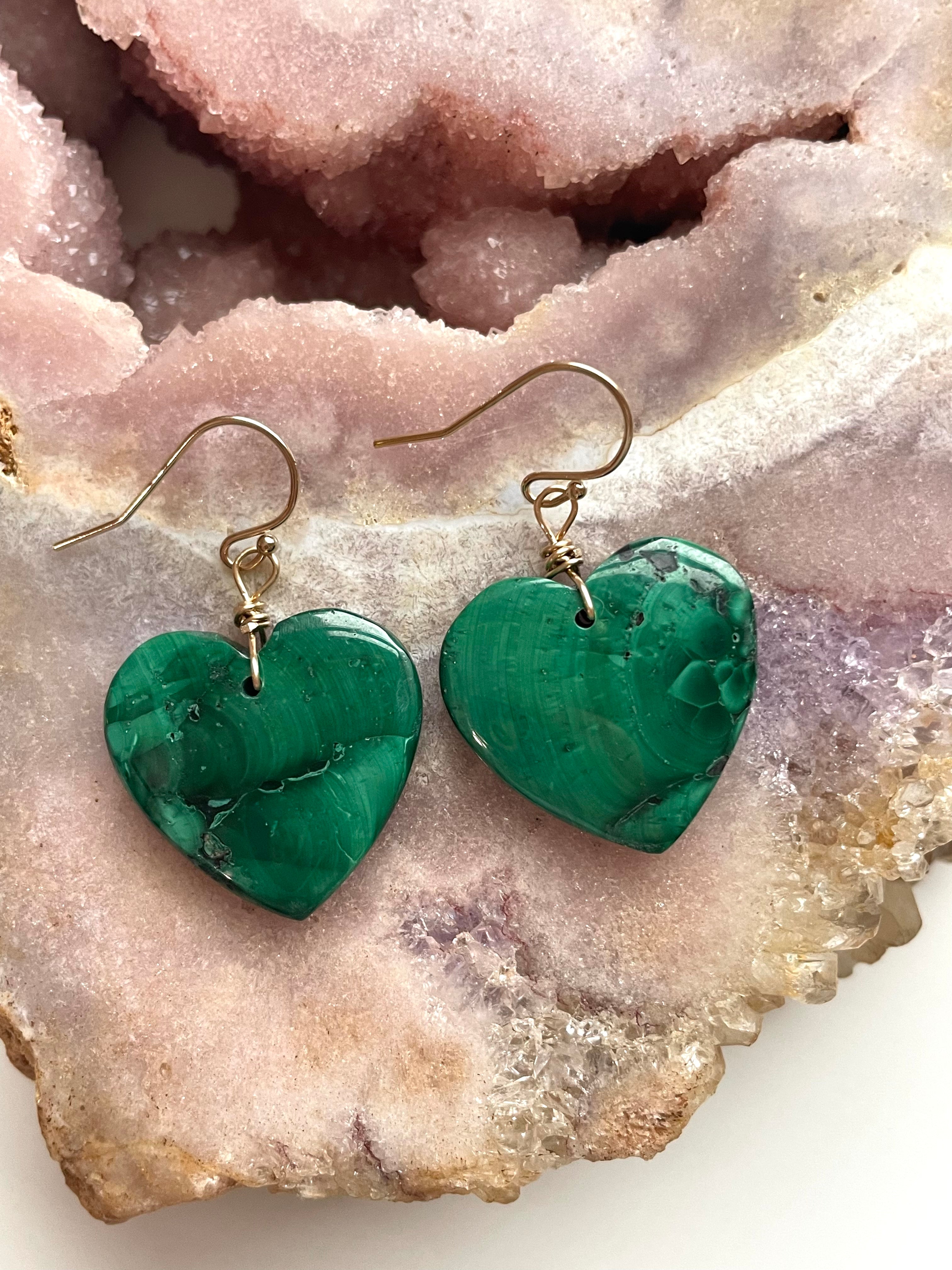 14kt Gold Filled Malachite Crystal Dangle Earrings for Women - Elegant Green Gemstone Jewelry for Parties, Weddings & Special Occasions