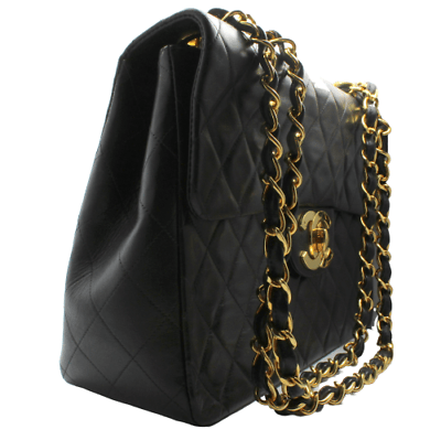 Vintage 1995 Chanel Jumbo XL Maxi Black Quilted Lambskin Single Flap Handbag - Luxury Designer Purse for Women | Perfect for Evening Events, Parties & Special Occasions