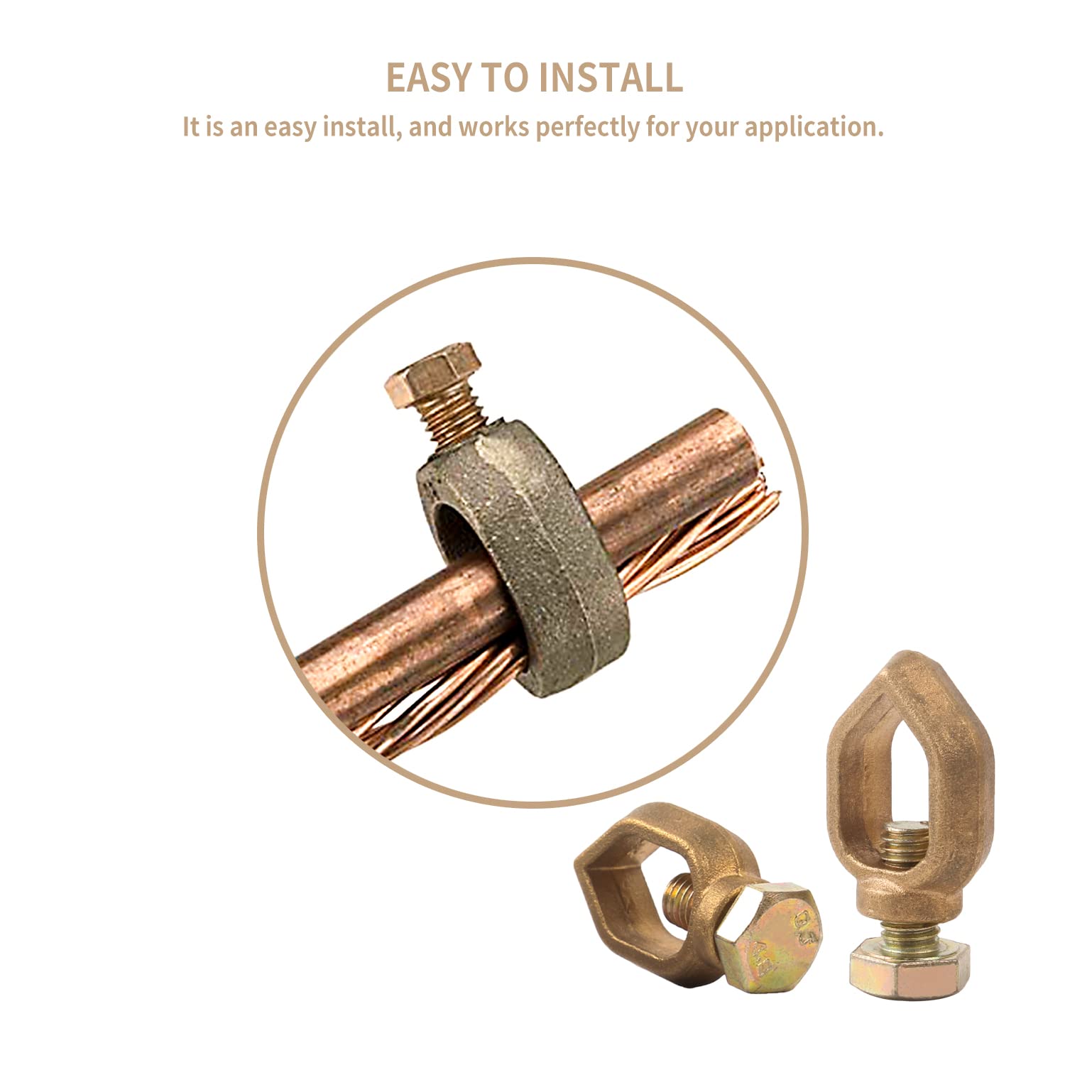 2PCS 1/2-Inch Direct Burial Copper Ground Rod Clamps for Electrical Grounding - Heavy Duty 1/2