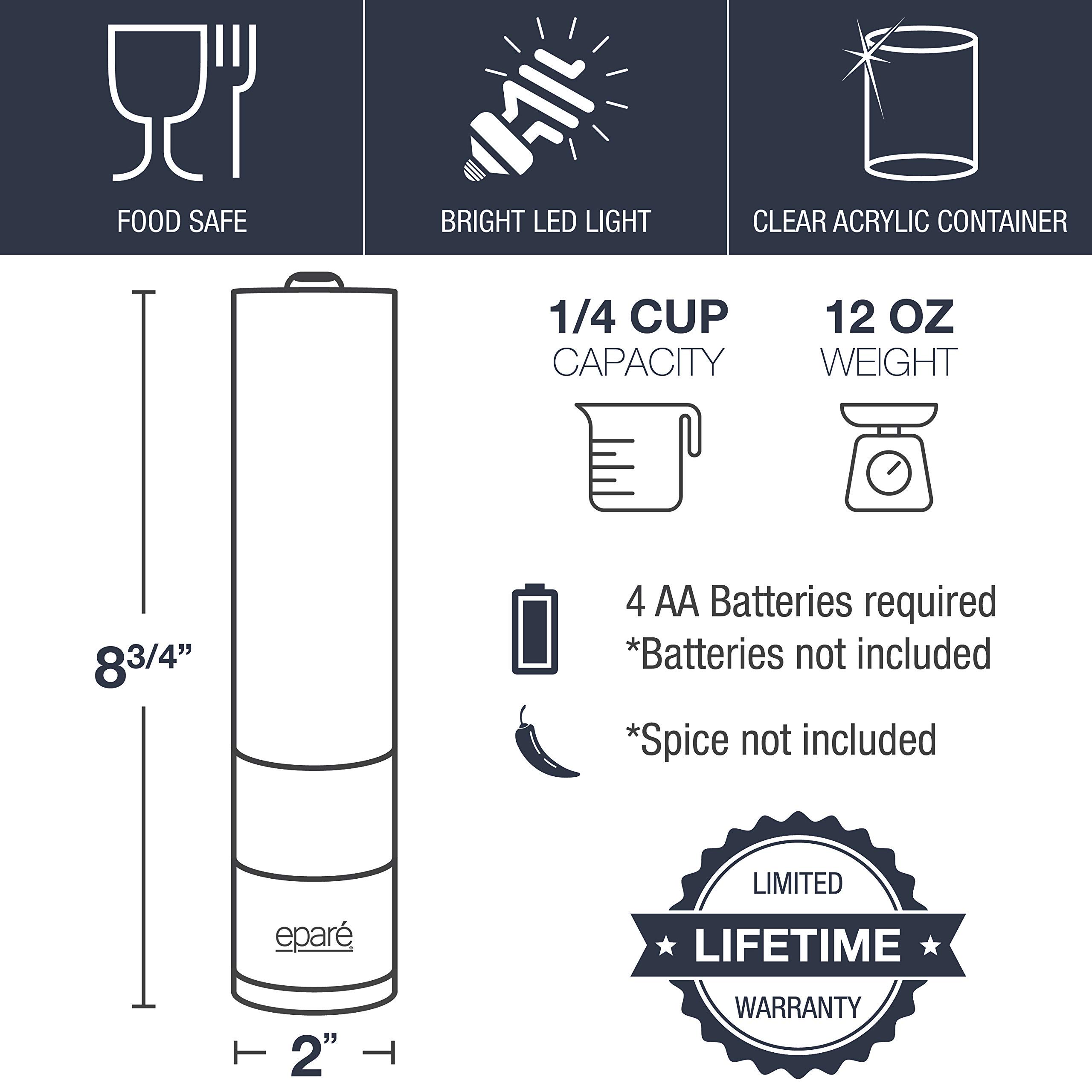 Premium Electric Salt & Pepper Grinder Set with Steel Egg Cracker - Battery Powered Ceramic Burr Mill & Complete Soft Boiled Egg Tool Kit for Kitchen, Dining & Gourmet Cooking