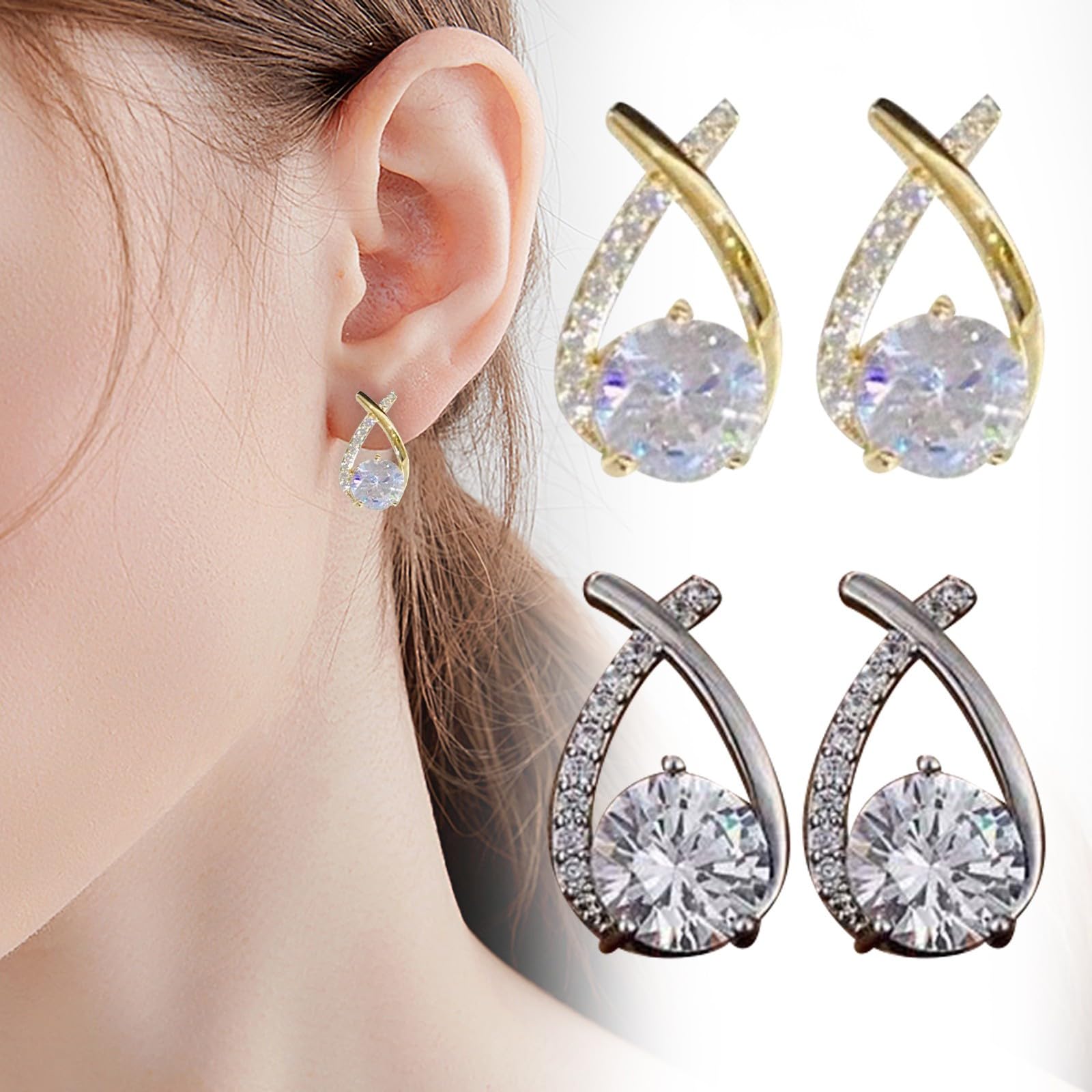 925 Sterling Silver Diamond Stud Earrings for Women - Elegant Wedding, Birthday & Anniversary Gift for Her - Perfect for Bridal Jewelry, Date Nights & Special Occasions