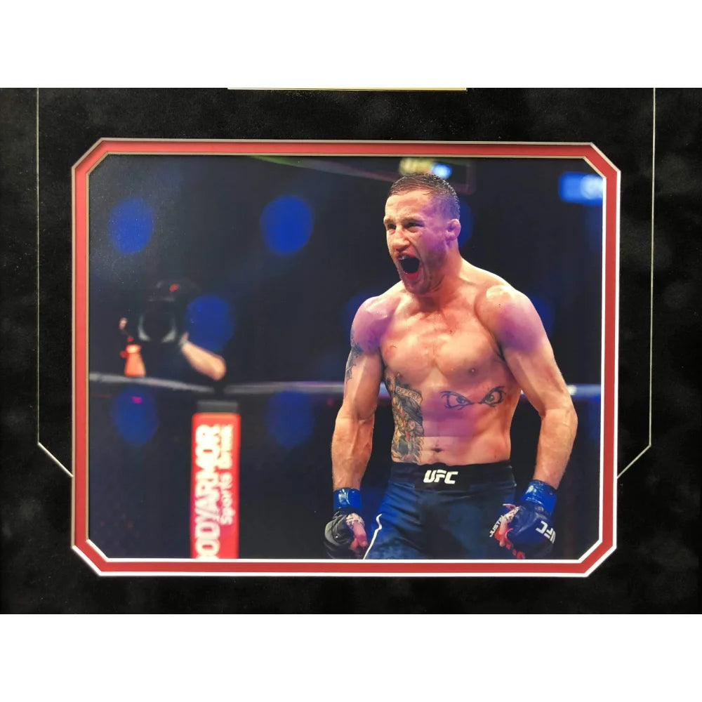 Justin Gaethje Autographed UFC 8x10 Photo - Signed & Inscribed with JSA COA - Framed MMA Collectible for Man Cave, Sports Memorabilia Display, UFC Fan Gift