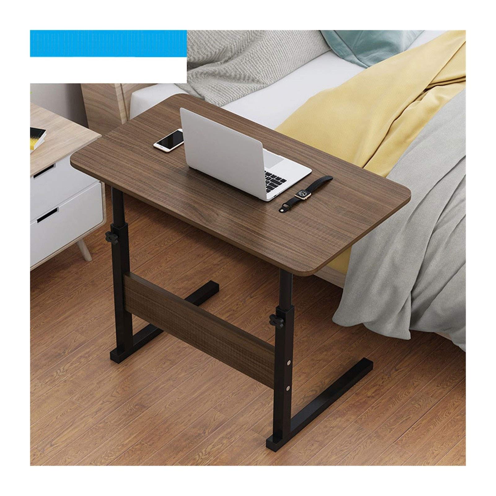 Portable Overbed Table with Adjustable Height - Oak Wood Snack Tray for Bed, Sofa & Chair - 23