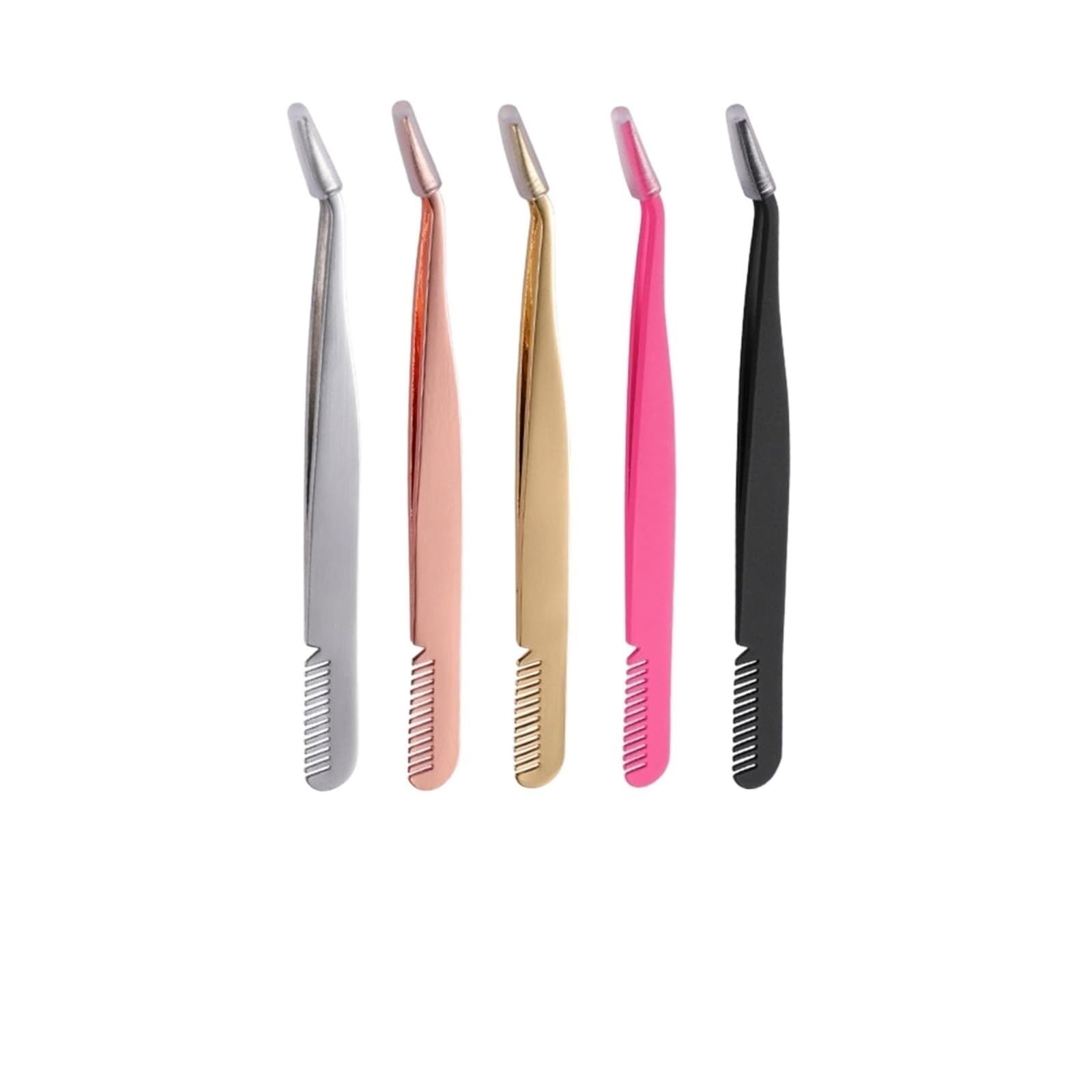 Professional Hair Removal & Eyelash Tweezers - Stainless Steel False Eyelash Applicator, Eyelash Extension Curler & Makeup Tool (Black) - Perfect for Eyebrow Shaping, Lash Application & Beauty Routine