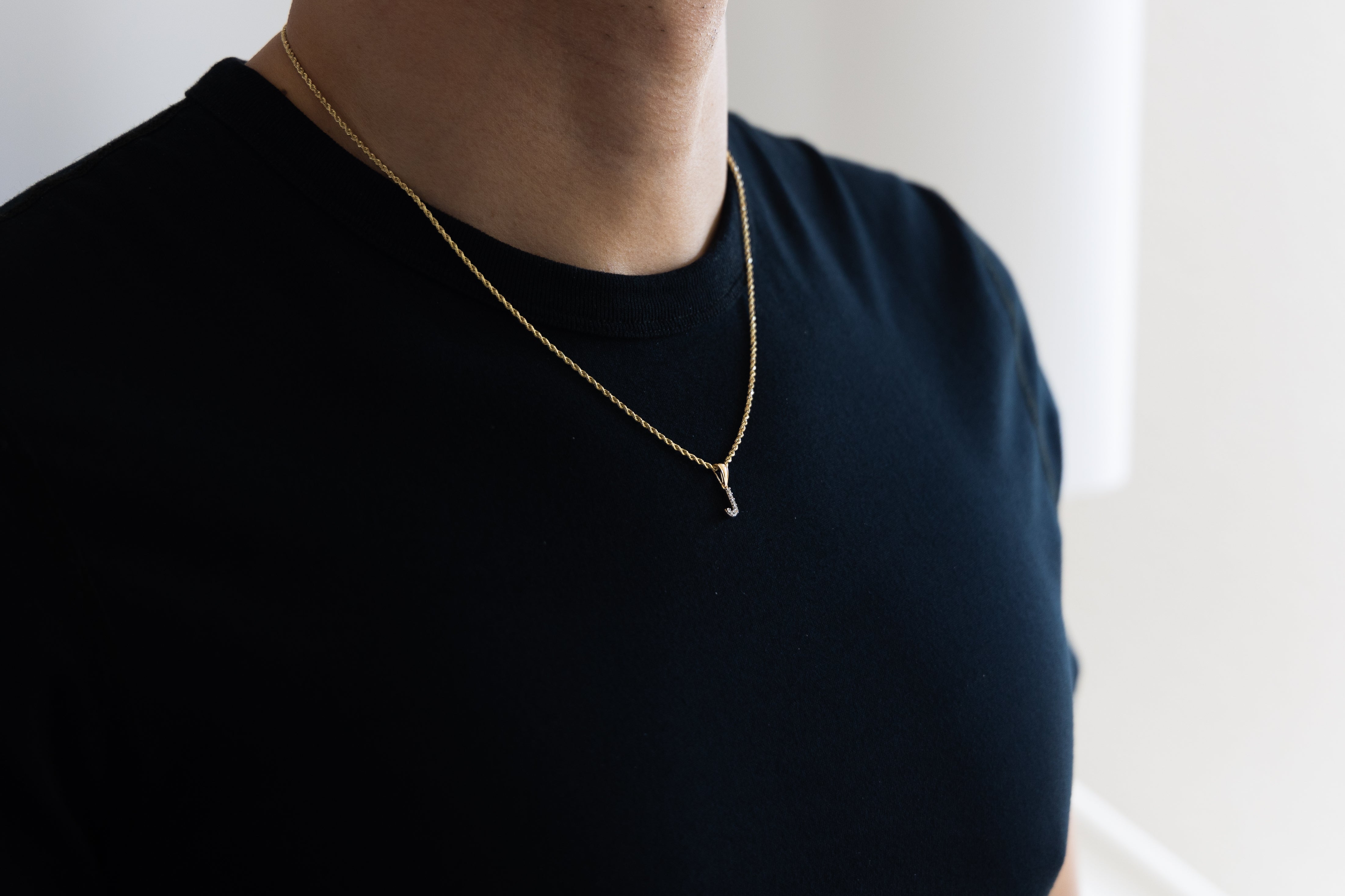 Gold Cubic Zirconia Letter J Pendant Necklace - Elegant Initial Jewelry for Women | Perfect Gift for Birthday, Anniversary & Valentine's Day | A to Z Pendants Collection