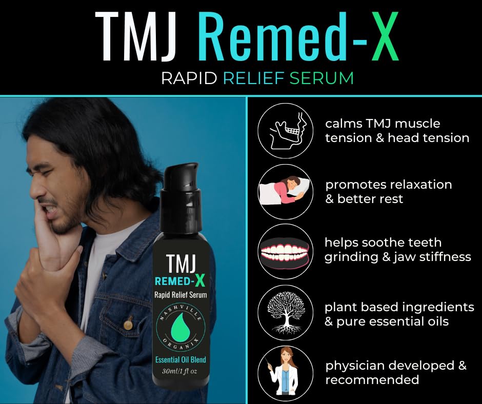 Dr. A's TMJ Remed-X Jaw Relief Serum – Natural & Organic Essential Oils for TMJ Pain Relief, Teeth Grinding & Neck Tension | Holistic Treatment for Jaw Discomfort | Perfect for Nighttime Use & Stress Relief