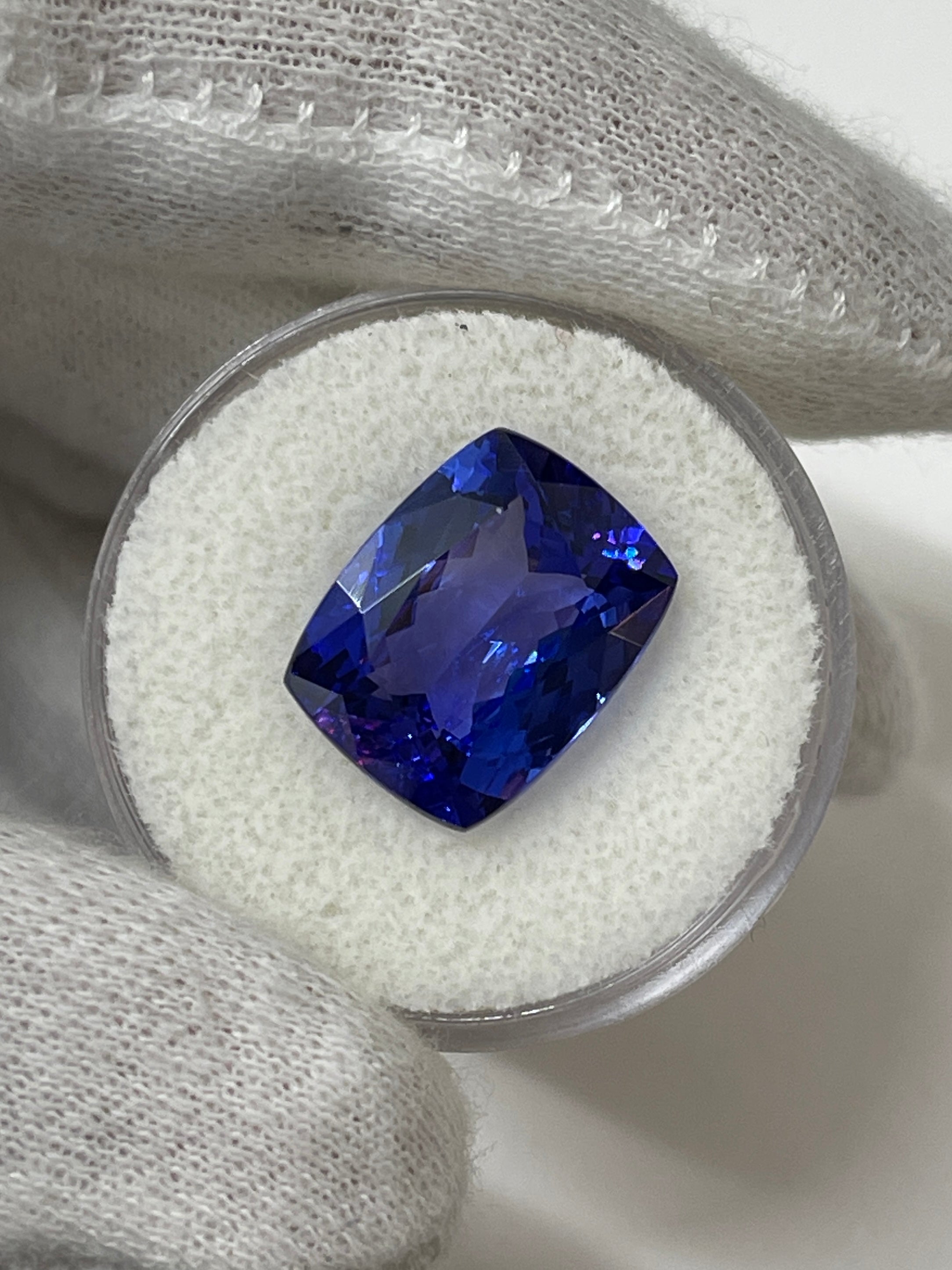 8.56 Carat GIA Certified Natural Violetish Blue Tanzanite Loose Gemstone - 14x11mm Cushion Cut for Jewelry Making, Engagement Rings & Collector's Pieces
