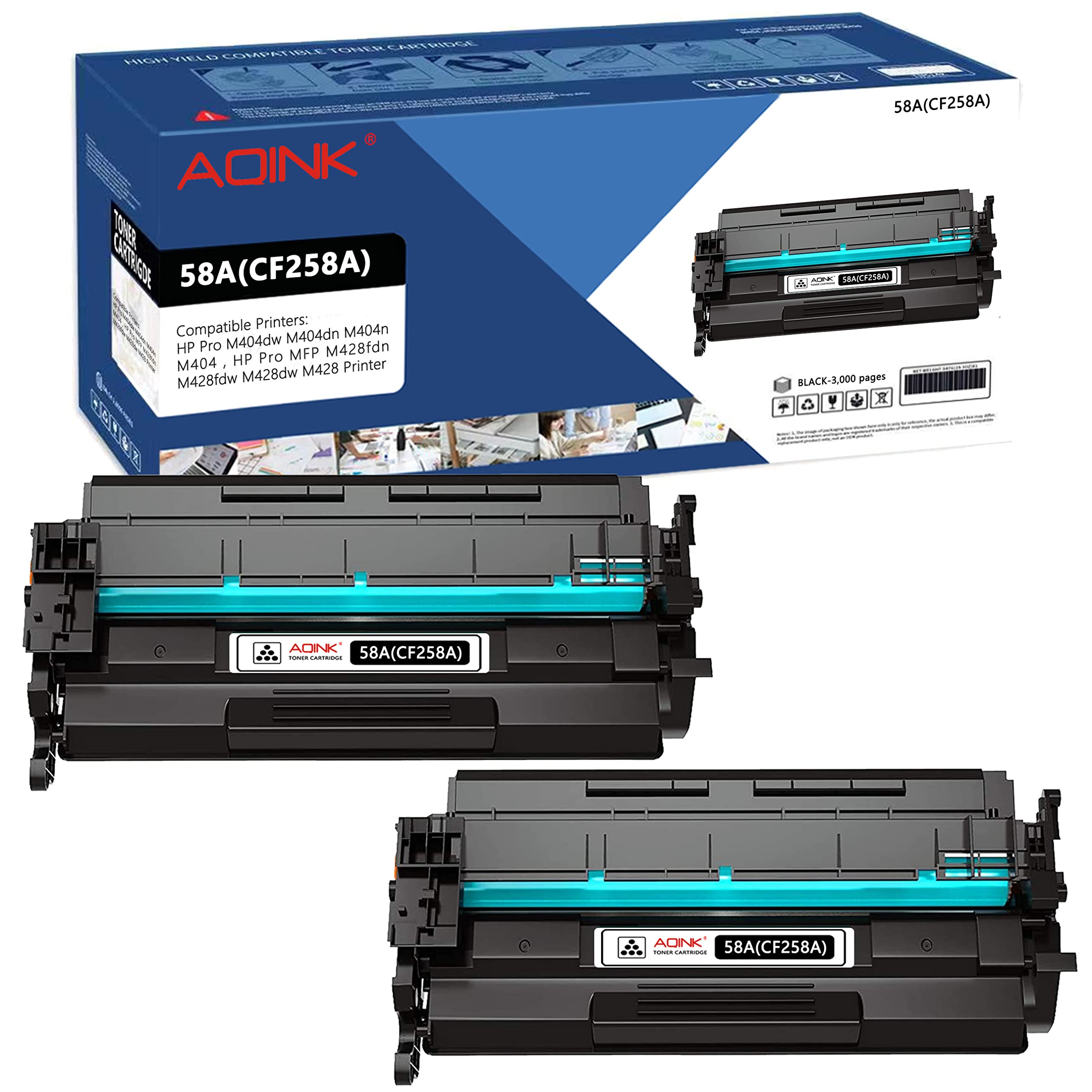 High Yield Toner Cartridge Replacement for HP LaserJet Pro M404n M404dn M404dw M404 M428fdw M428fdn M428dw Printers - 3000 Page Yield (2-Pack, Black) | Compatible with Office & Home Printing, Business Documents & Reports