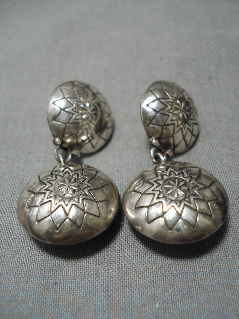 Vintage Native American Navajo Dangle Sterling Silver Earrings - Handmade Tribal Jewelry for Women - Perfect for Boho Fashion, Festivals & Special Occasions