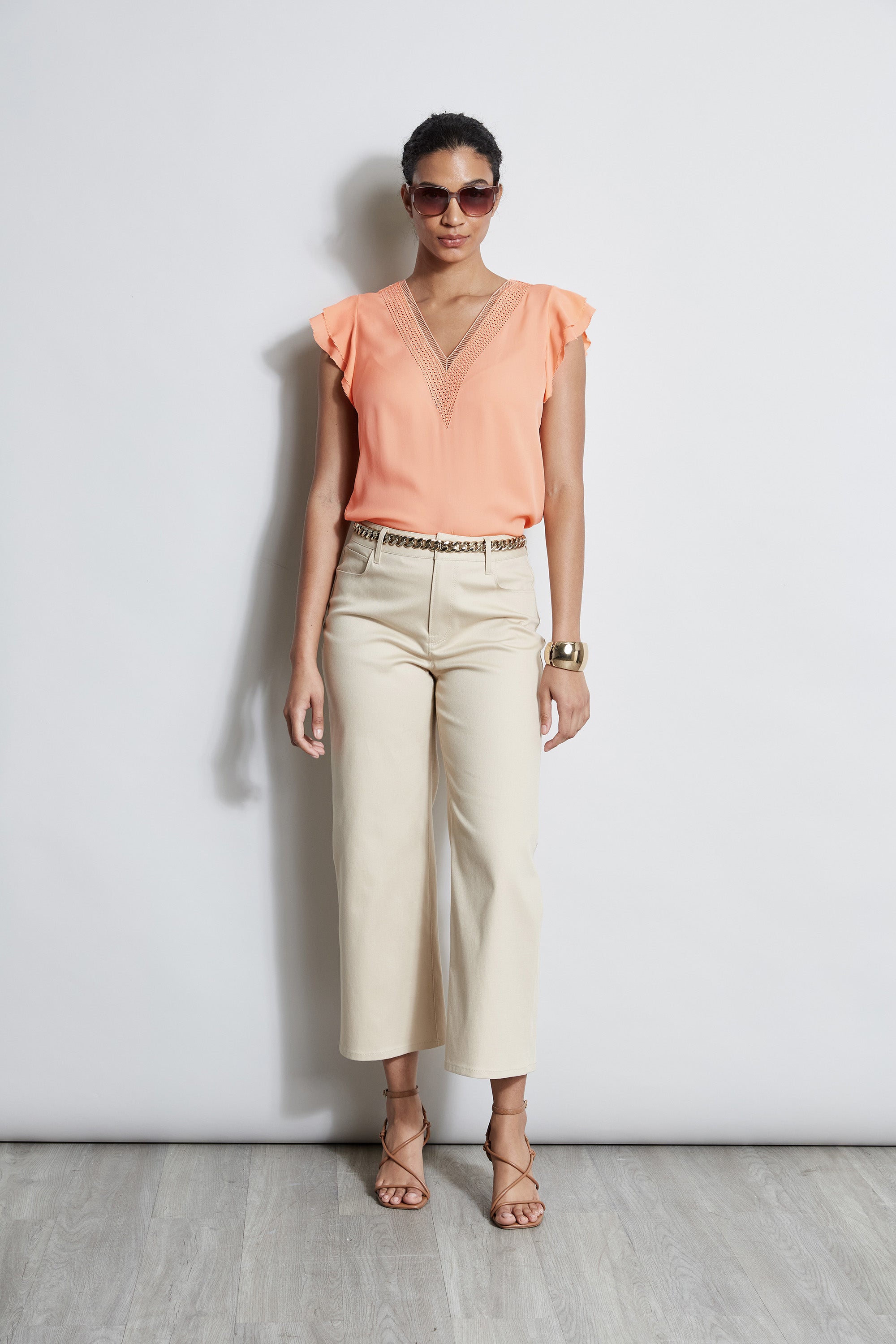 Elegant Silk Flutter Sleeve Embroidered Blouse for Women - Perfect for Office Wear, Date Nights & Special Occasions