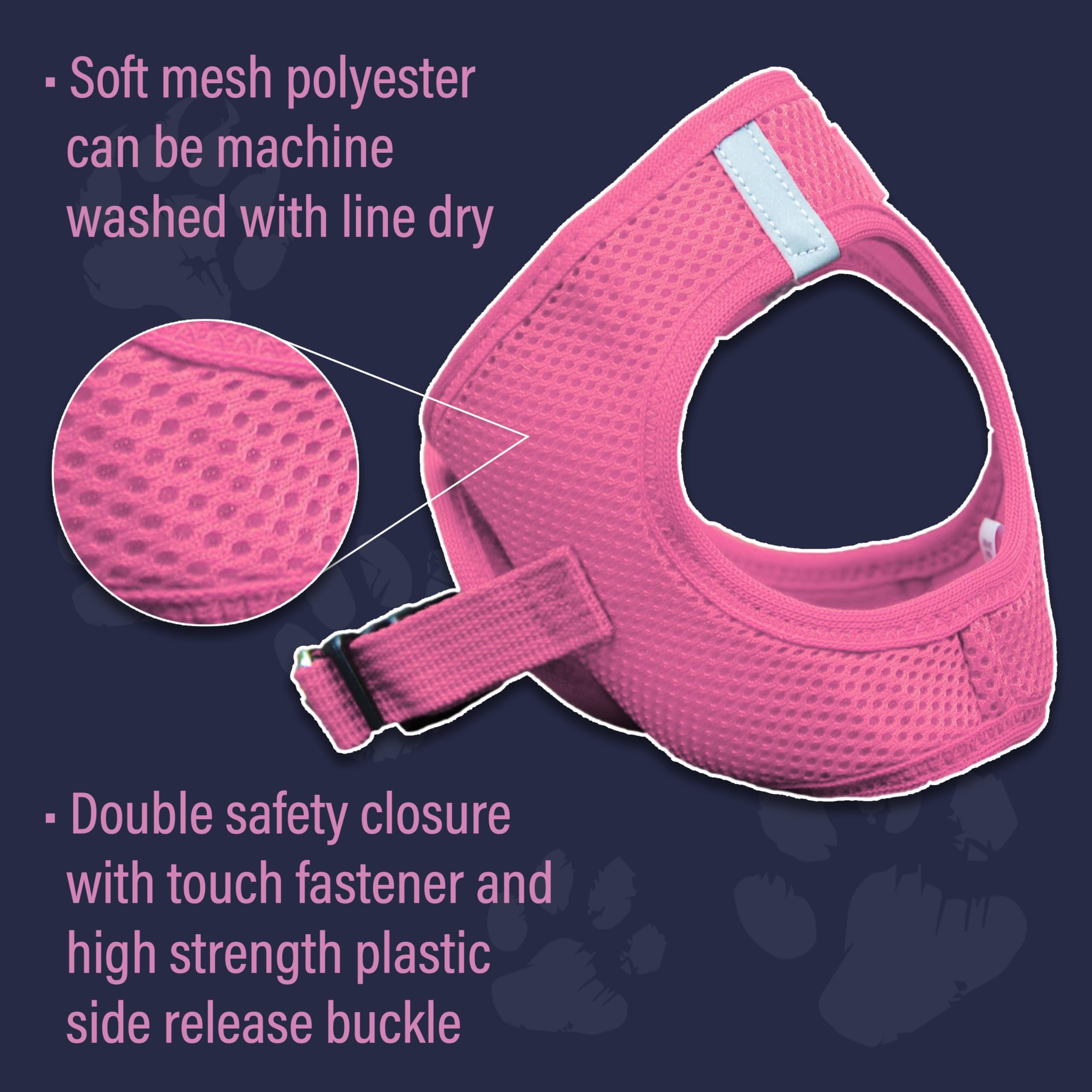 Doggie Design No Choke Dog Harness - Breathable Mesh Polyester Pet Vest, Easy Step-in Design for Small Dogs - XXS Candy Pink | Perfect for Walking, Training & Outdoor Adventures