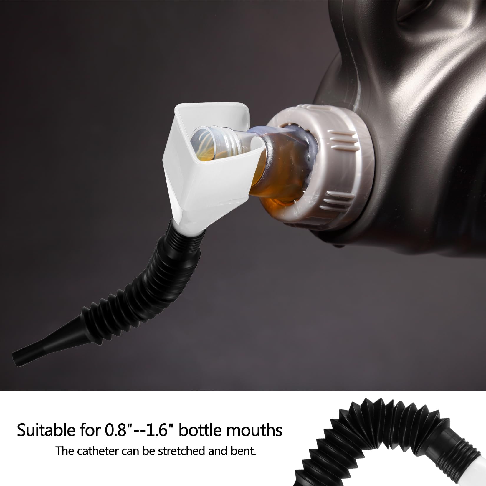 8-Piece Snap Funnel Set with Extendable Flexible Spout - Universal Car Oil Drain Tool for Motorcycle, Petrol, Diesel, Water - Durable Plastic Funnel in 4 Colors - Perfect for DIY Auto Maintenance & Fluid Transfer