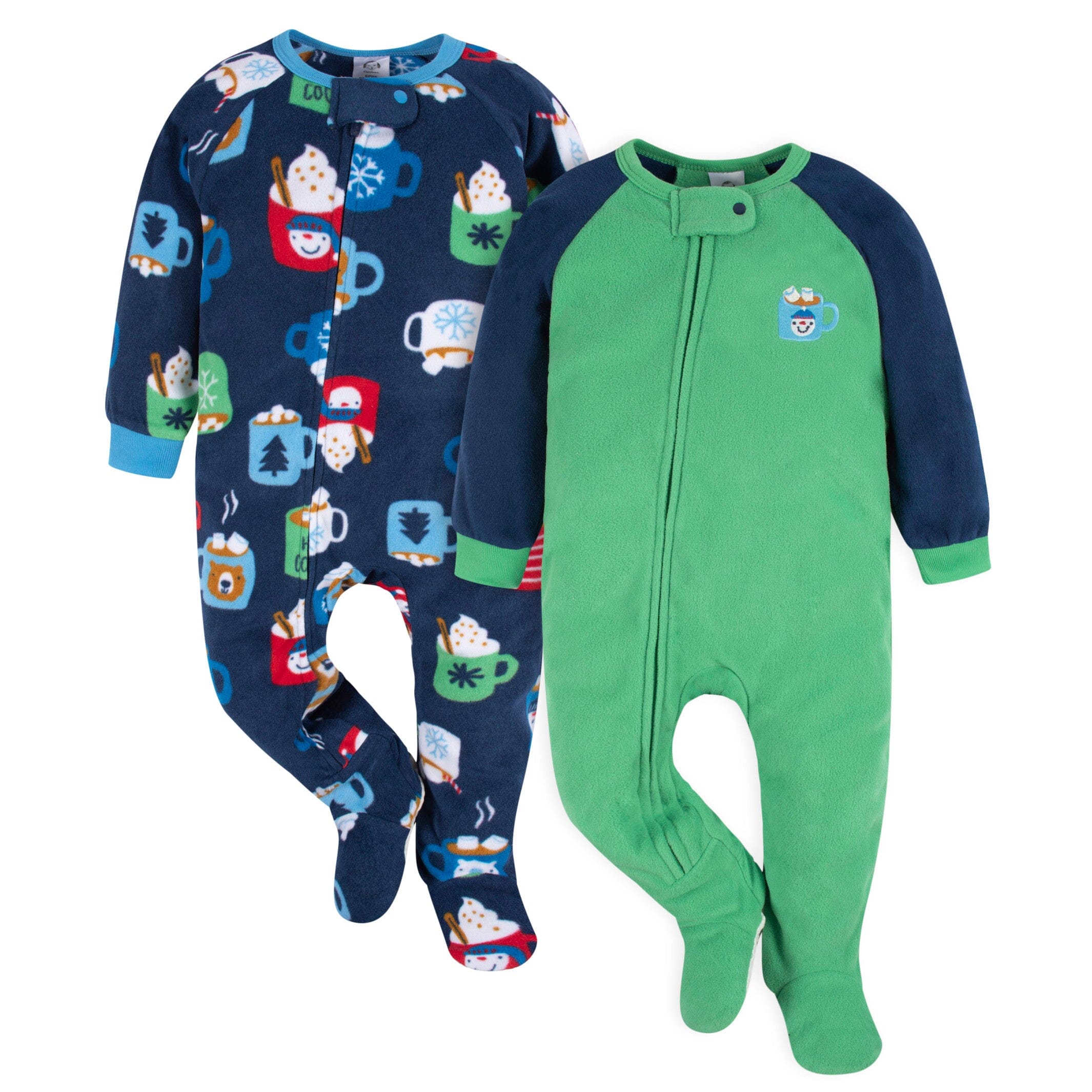 2 Pack Neutral Baby Fleece Pajamas for 0-6 Months - Soft Winter Sleepwear for Newborns & Infants - Perfect for Cold Weather, Nursery, and Holiday Photos