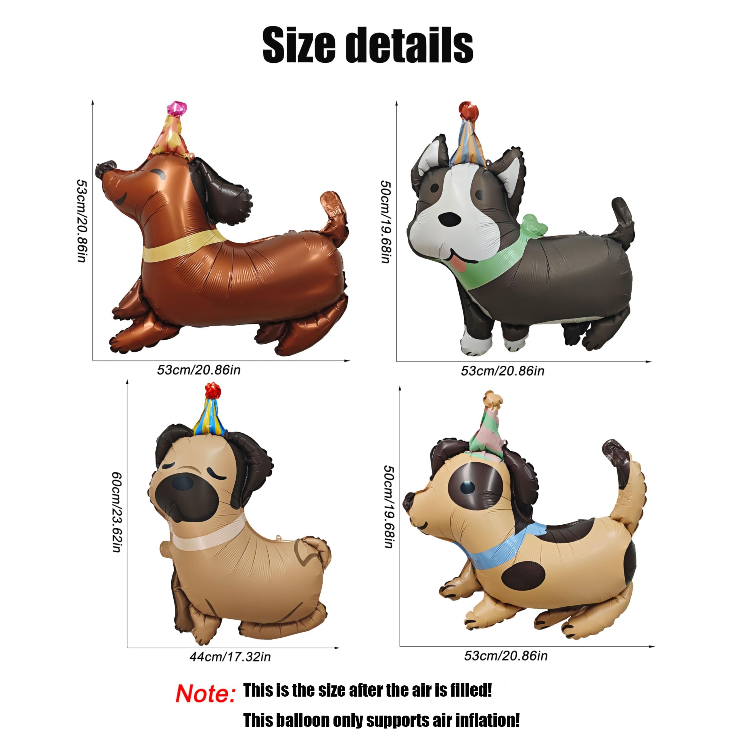 4PCS Animal Dog Balloons - Cute Puppy Foil Mylar Balloons for Dog Birthday Party, Baby Shower & Pet Themed Decorations | Perfect for Kids Gifts, Pet Celebrations and Home Decor
