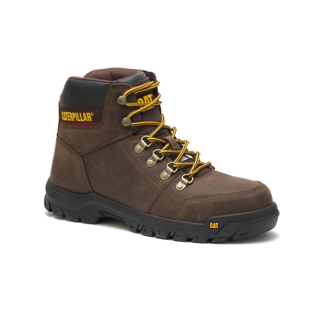 Men's Brown Steel Toe Work Boots - OSHA Approved Safety Shoes for Construction, Warehouse & Outdoor Work