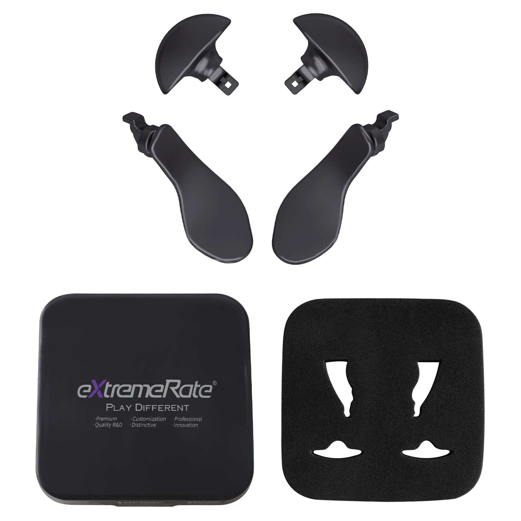 eXtremeRate Metallic Black Back Paddles for PS5 Edge Controller - 4PCS Interchangeable Metal Back Buttons (Controller Not Included) - Perfect for Competitive Gaming & Enhanced PS5 Controller Customization