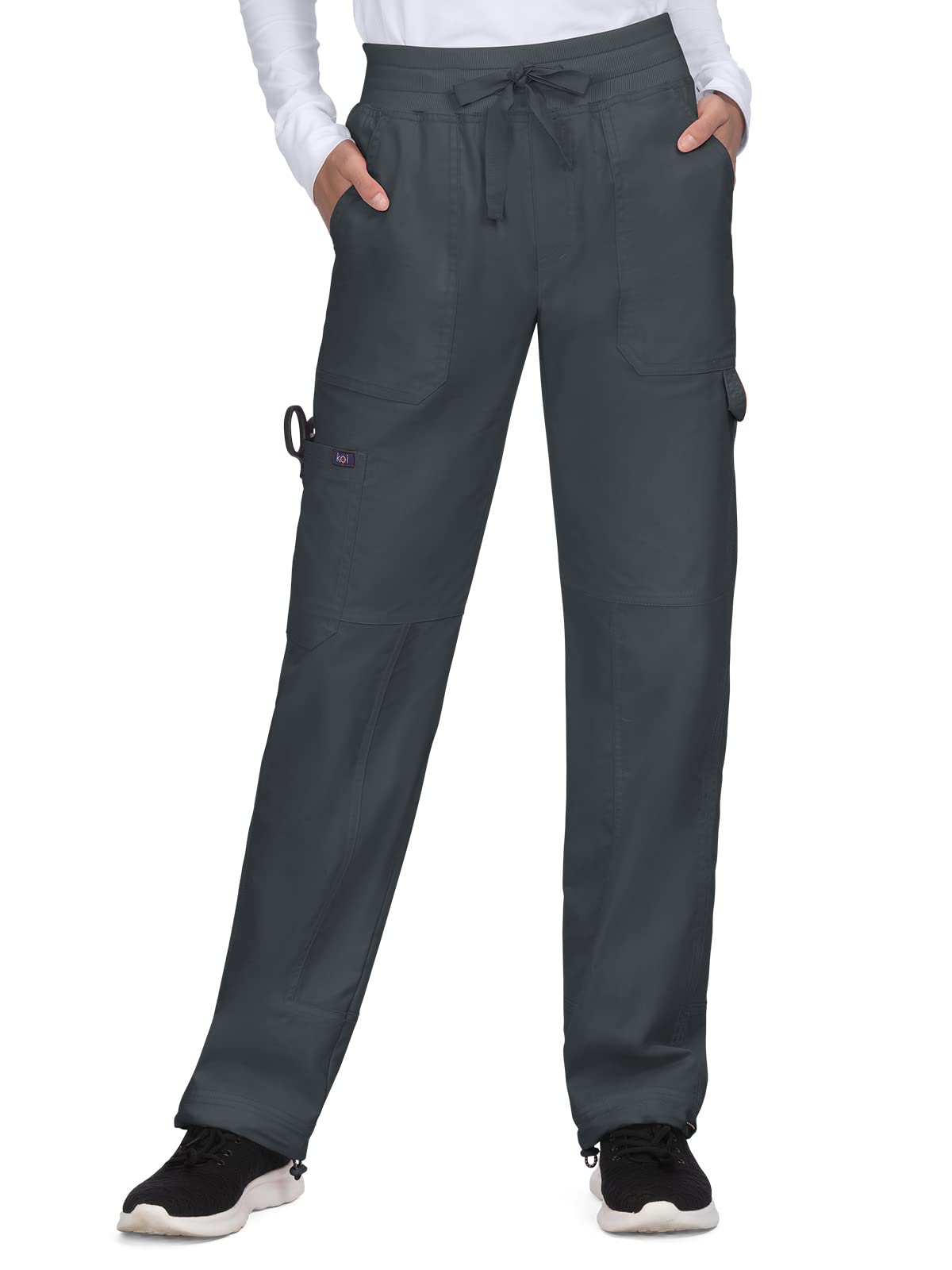 Alma Adjustable Wide-Leg Scrub Pants for Women - Comfortable Stretch Koi 751 Medical Uniform - Charcoal Gray Small Size - Perfect for Nurses, Doctors & Healthcare Professionals