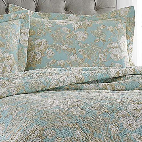 Laura Ashley Home - Queen Size Reversible Cotton Quilt Set with Matching Shams, Brompton Green - All Season Bedding for Comfort & Style | Perfect for Master Bedroom, Guest Room & Cozy Home Decor