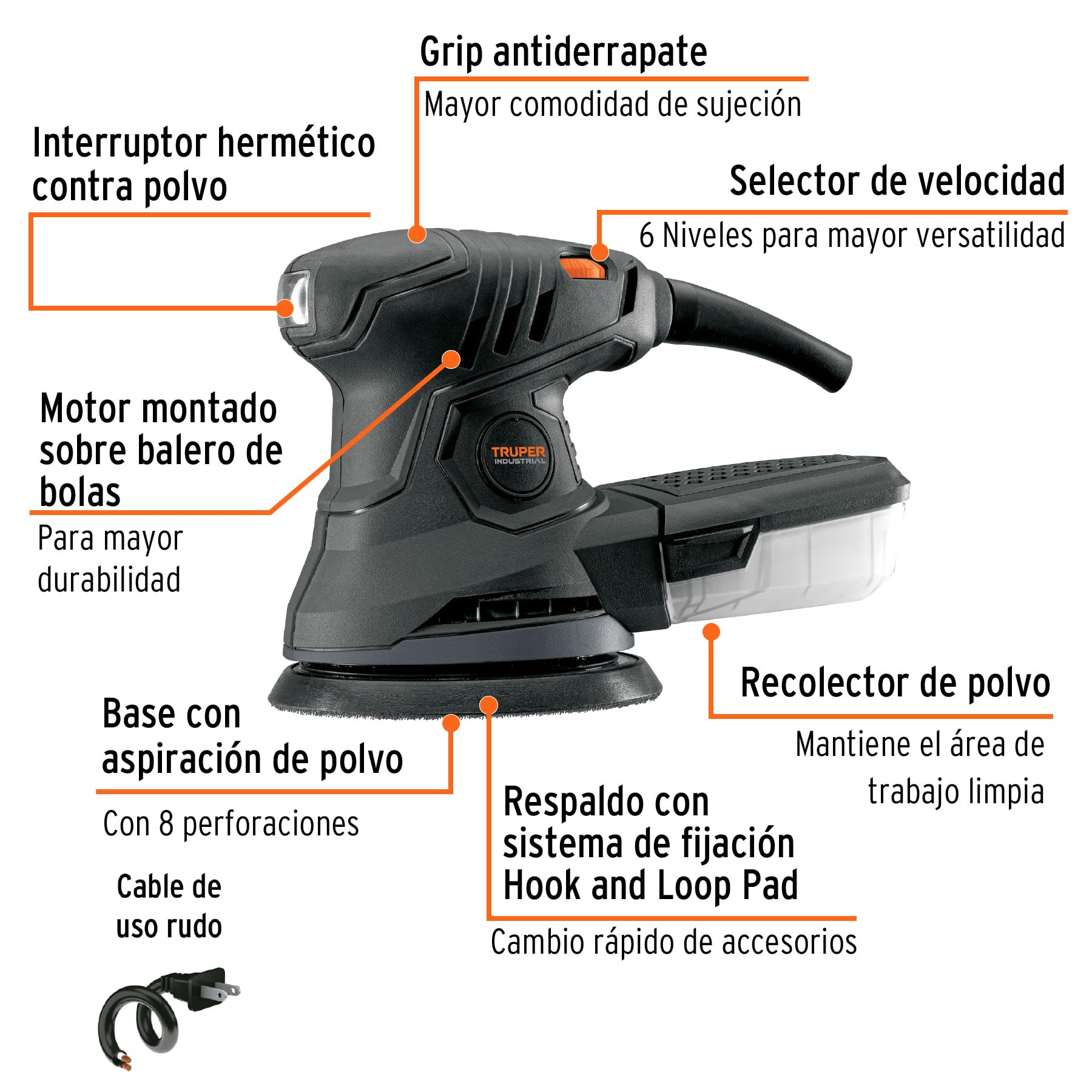 5-Inch 240W Industrial Orbital Sander - Heavy Duty Power Tool for Woodworking, Metal Polishing & Surface Sanding - Perfect for DIY Projects, Furniture Refinishing & Professional Workshops