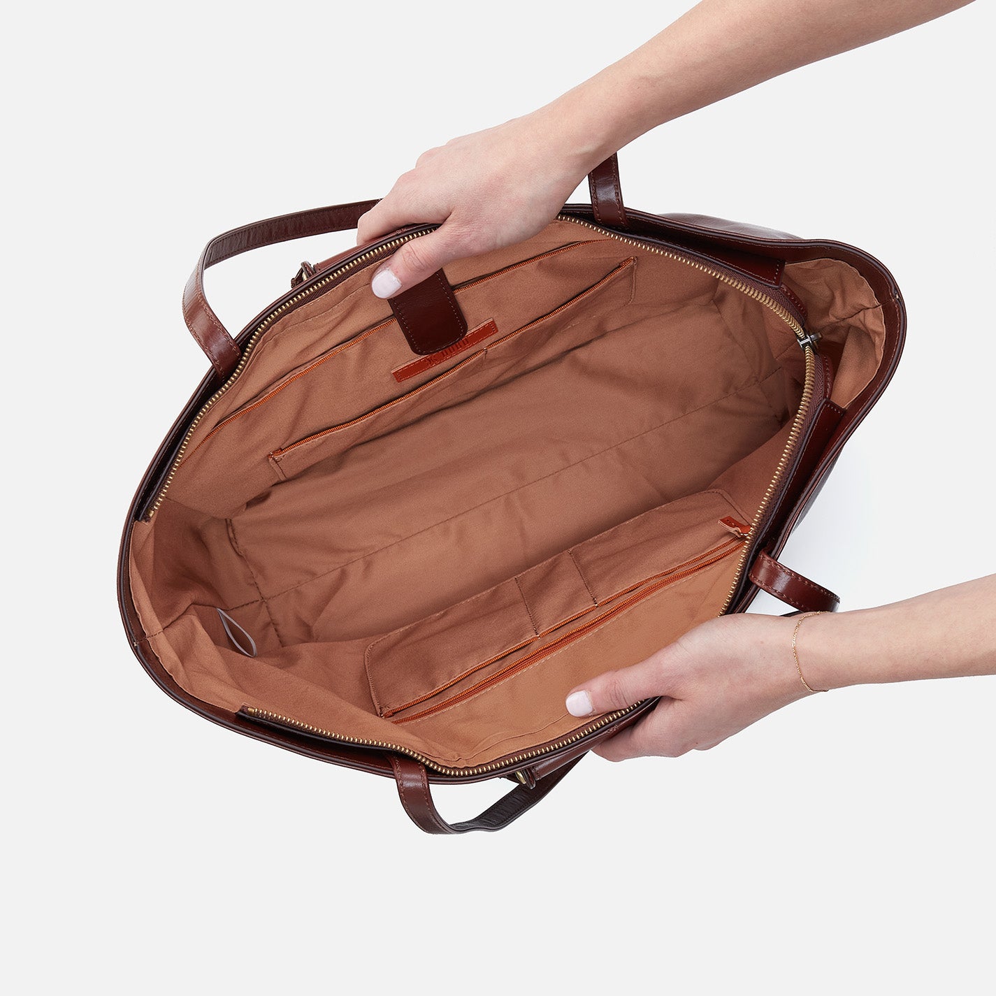 Sheila East West Leather Tote Bag - Polished Chocolate Brown Handbag for Women | Perfect for Work, Travel & Everyday Use