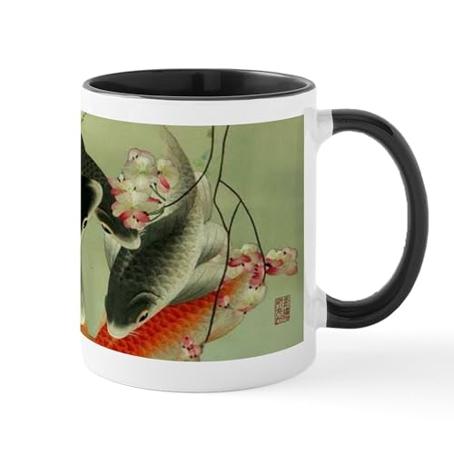 White/Black Inside - Zen Japanese Koi Fish Mugs