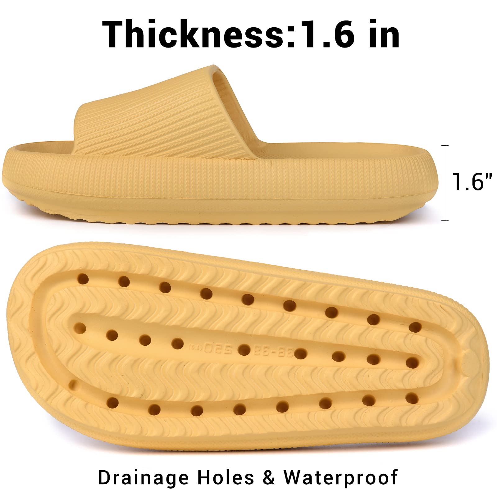 VONMAY Cloud Slides for Men and Women - Quick Drying Pillow Slippers with Non-Slip Sole | Cushioned Thick Sole for Comfort & Support | Perfect for Shower, Pool, Beach, and Indoor Use