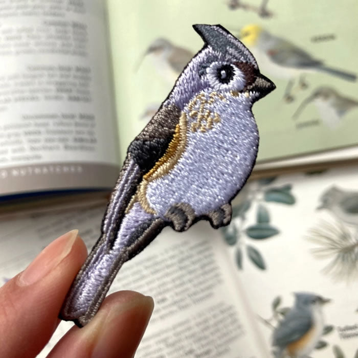 Bird Collective Tufted Titmouse Embroidered Iron-On Patch - Cute Backpack & Jacket Decoration for Nature Lovers & Bird Enthusiasts