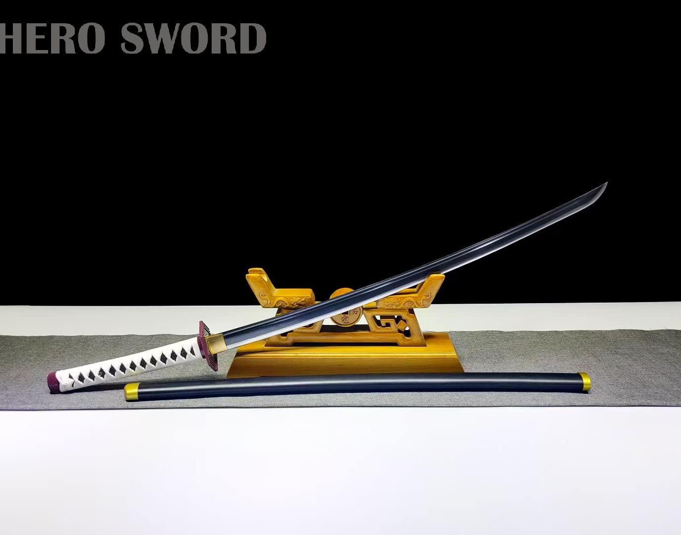 Handmade 1095 High Carbon Steel Demon Slayer Katana Sword - Agatsuma Zenitsu Cosplay Knife, Sharp Japanese Anime Sword Real Weapon for Collection, Display & Cosplay Events | Perfect for Anime Fans, Martial Arts Training & Home Decor