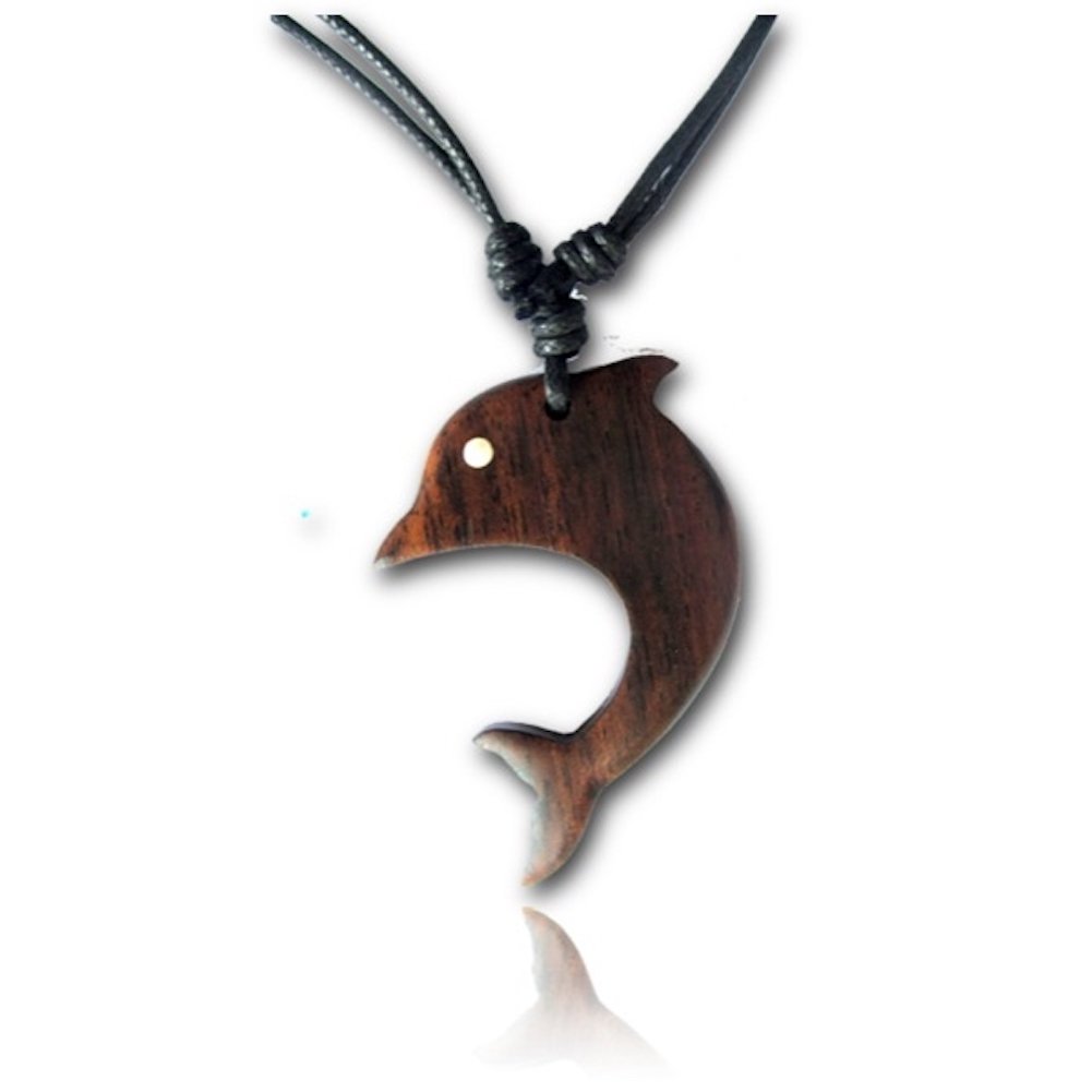 Adjustable Wood Dolphin Necklace for Women - Handcrafted Dolphins Charm Pendant Necklaces - Perfect for Beach Vacations, Boho Outfits & Gift Giving