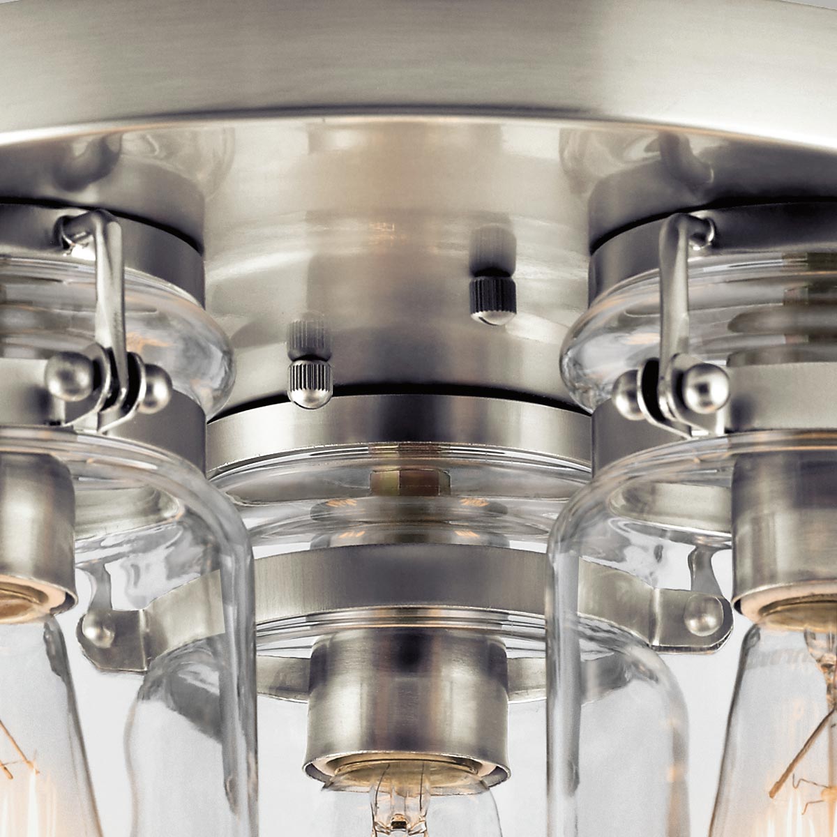 Brinley 3-Light Flush Mount Ceiling Light Fixture - Brushed Brass/Brushed Nickel/Antique Bronze Finish - E27 Base - Perfect for Bedroom, Living Room & Hallway Lighting