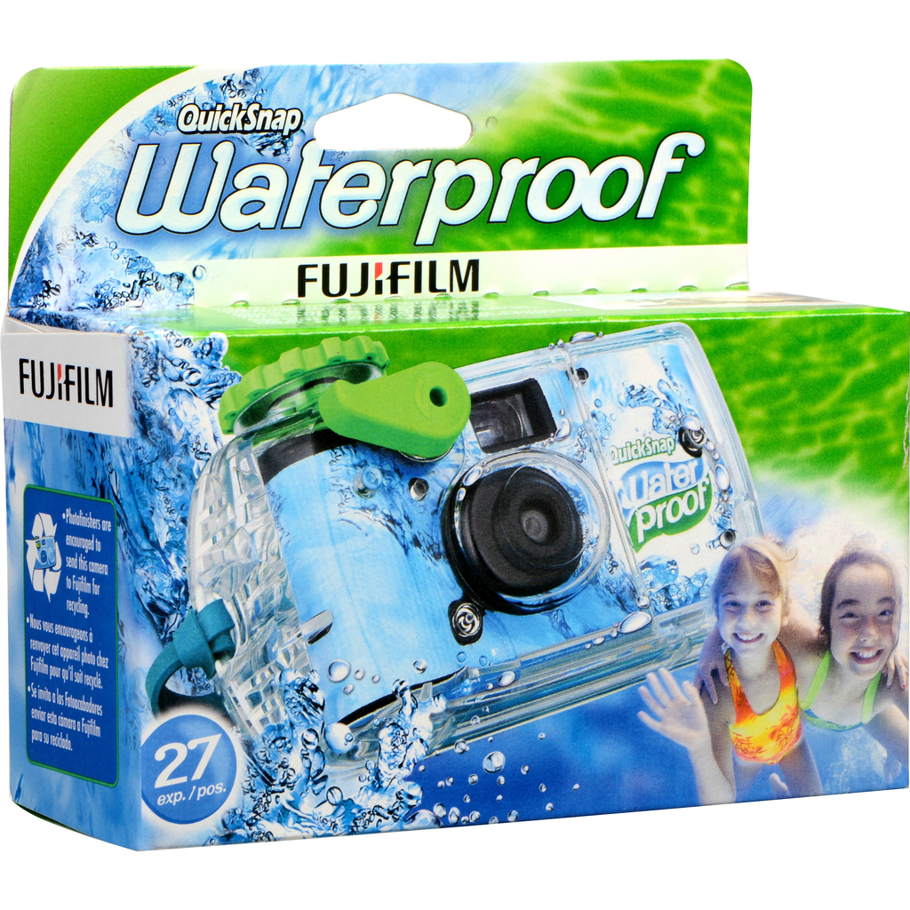 Fujifilm Quicksnap Waterproof 800 Disposable Camera - 35mm Film, 27 Exposures, Underwater Photography for Beach, Pool & Travel Adventures