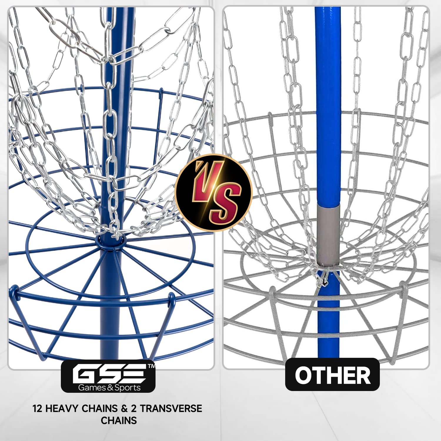 GSE PRO Portable Disc Golf Target Basket - 12/24 Chain Metal Practice Goal for Outdoor Disc Golf Training | Perfect for Backyard, Park & Tournament Play
