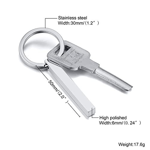 VNOX Personalized 4-Sided Engraved Stainless Steel Keychain - Custom Vertical Bar Key Ring for Men & Women - Perfect Gift for Family, Lover, Best Friend & Bridesmaid - Ideal for Everyday Carry, House Keys, Car Keys & Office Use