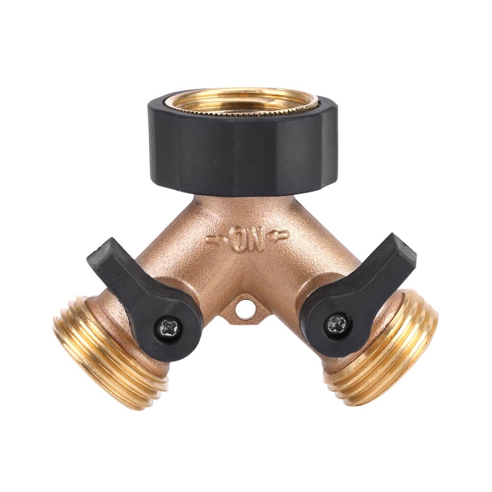 2-Way Brass Garden Hose Splitter - 3/4