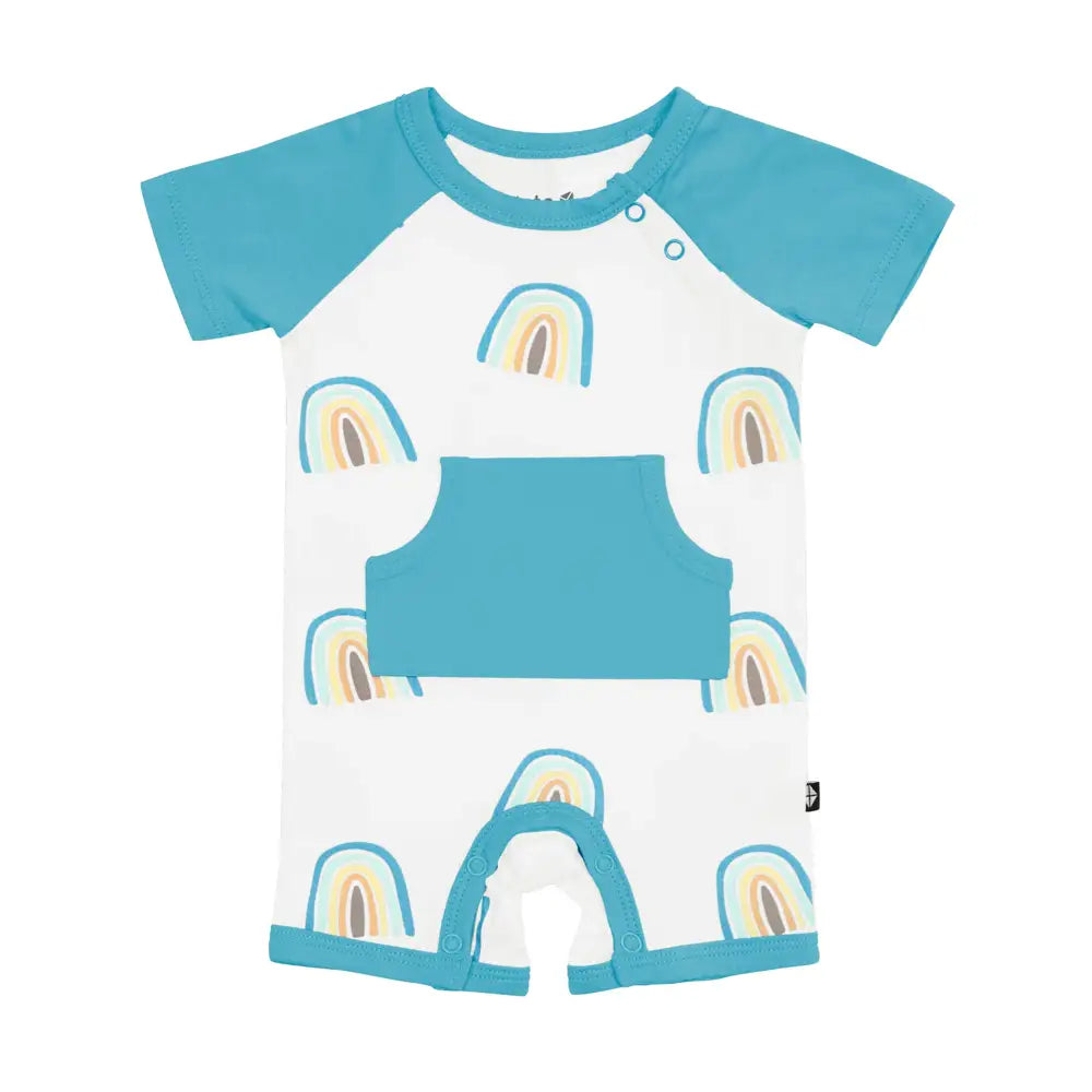 Kyte Baby Shortall in Makai Rainbow - Adorable Baby Romper for Boys & Girls | Soft Cotton Jumpsuit for Playtime, Outings & Photo Shoots